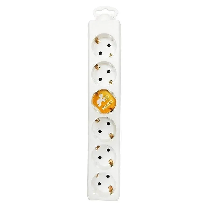 Multipresa Garza Home Power 6 prese protezione bambini senza cavo bianca - immagine 1