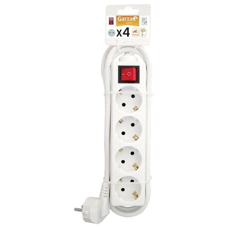 Multipresa Garza Basic Power 4 prese con interruttore protezione bambino 3m - immagine 1