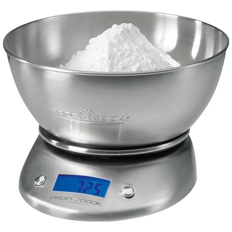 Bilancia da cucina digitale ProfiCook KW 1040 con ciotola in acciaio inossidabile - immagine 1