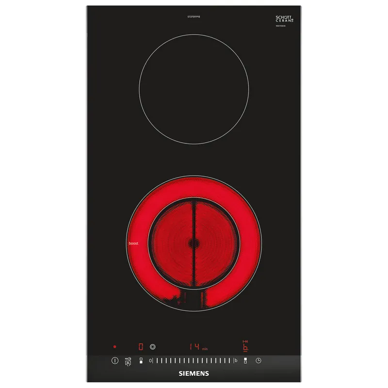 Siemens ET375FFP1E Piano cottura in ceramica 2 zone Nero/Acciaio inox - immagine 1