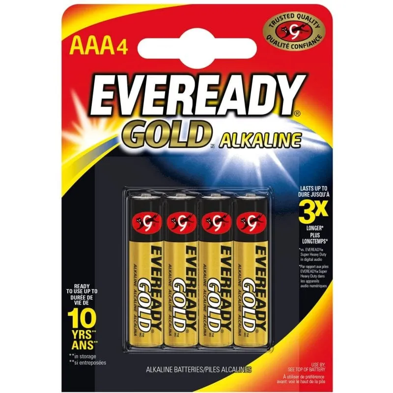 Batterie alcaline Energizer Eveready Gold AAA LR03 4 unità - immagine 1