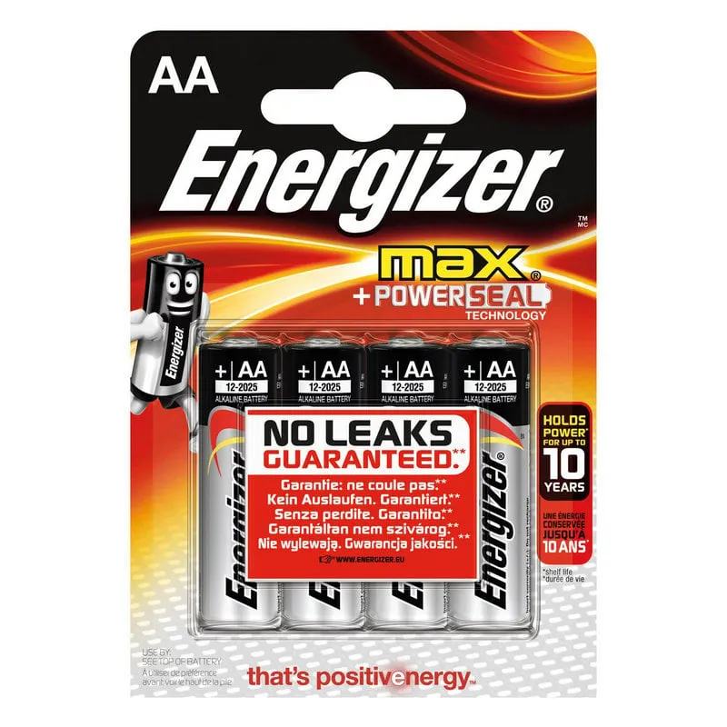 Batterie alcaline Energizer Max Powerseal AA LR6, 4 pezzi - immagine 1