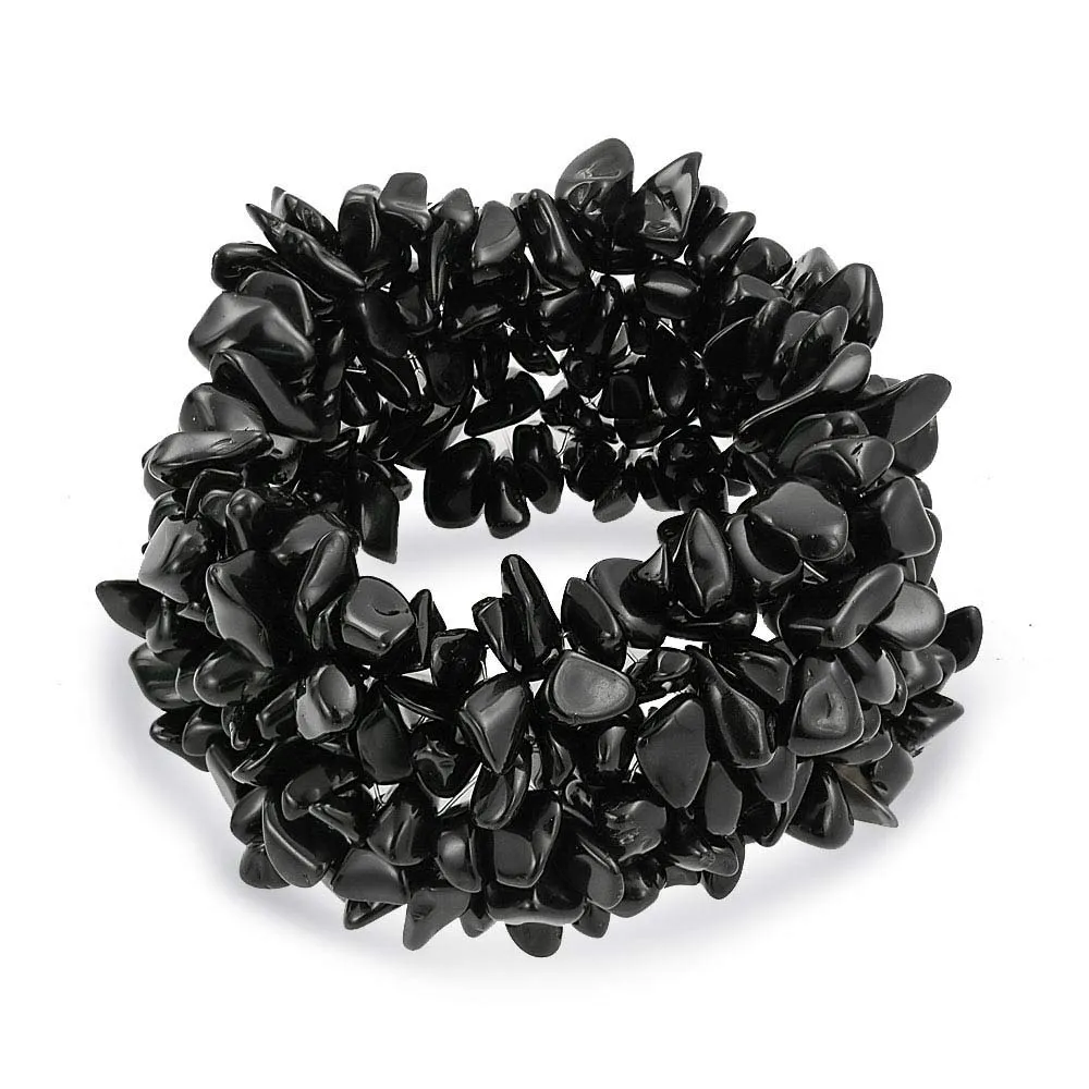 Bling Jewelry Grande Collana Di Dichiarazione Della Bavetta Dei Chip Della Pietra Dell'Onice Nero Di Chunky Larga Per Le Donne Braccialetto Di Allungamento Del Collare Per Le Donne Fissato 18 Pollici - immagine 3