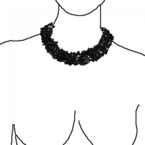 Bling Jewelry Grande Collana Di Dichiarazione Della Bavetta Dei Chip Della Pietra Dell'Onice Nero Di Chunky Larga Per Le Donne Braccialetto Di Allungamento Del Collare Per Le Donne Fissato 18 Pollici - immagine 4