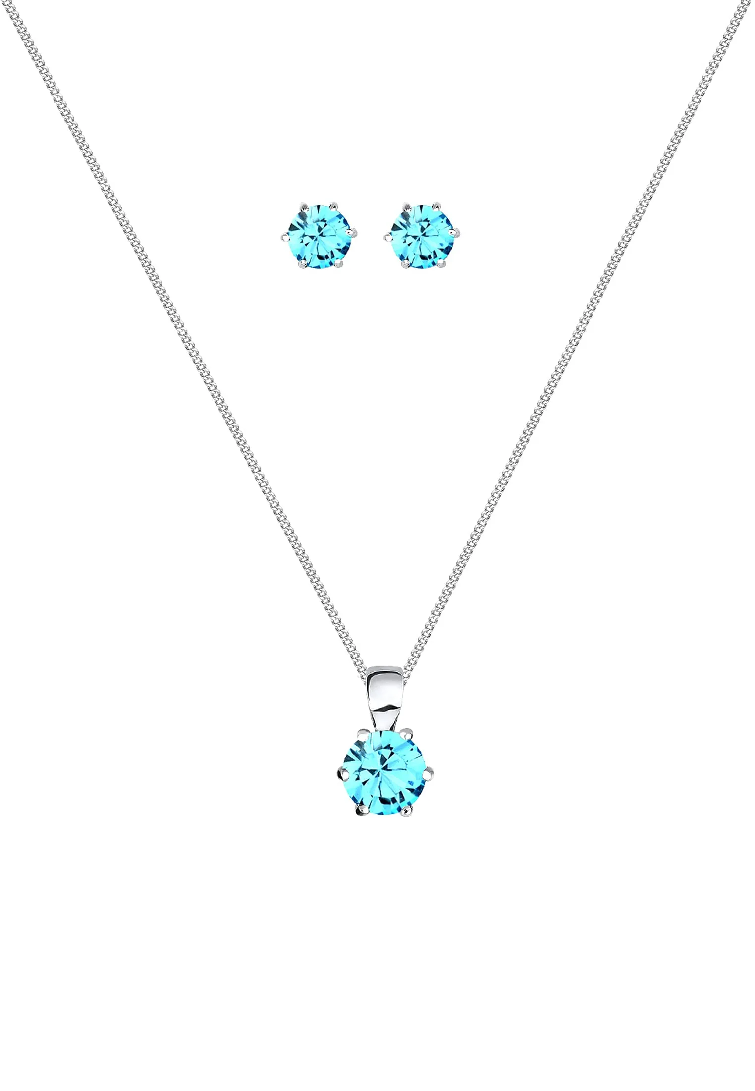 Elli - Parure di gioielli in argento con cristallo, donna, blu, 45 centimeters - immagine 2