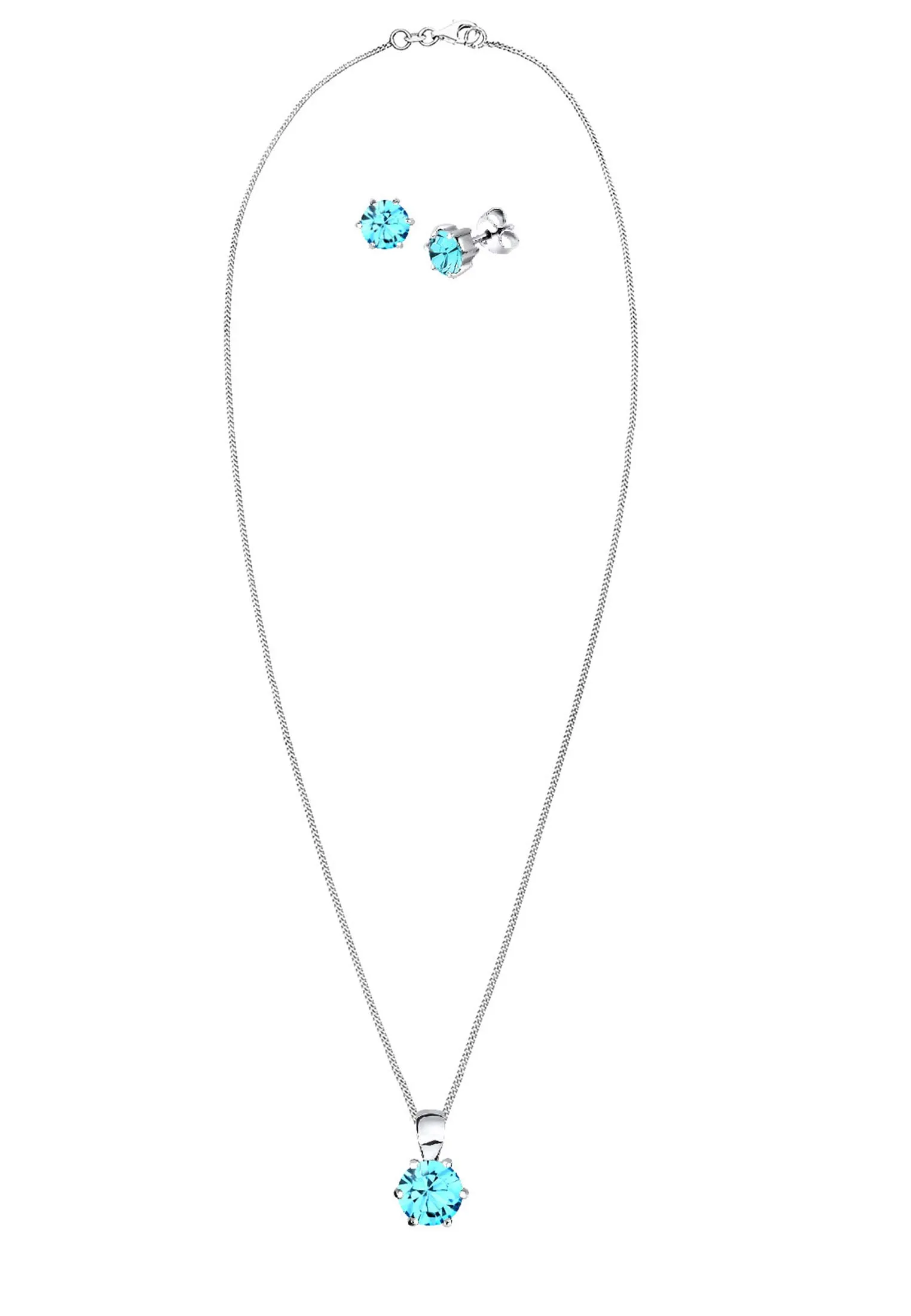 Elli - Parure di gioielli in argento con cristallo, donna, blu, 45 centimeters - immagine 3