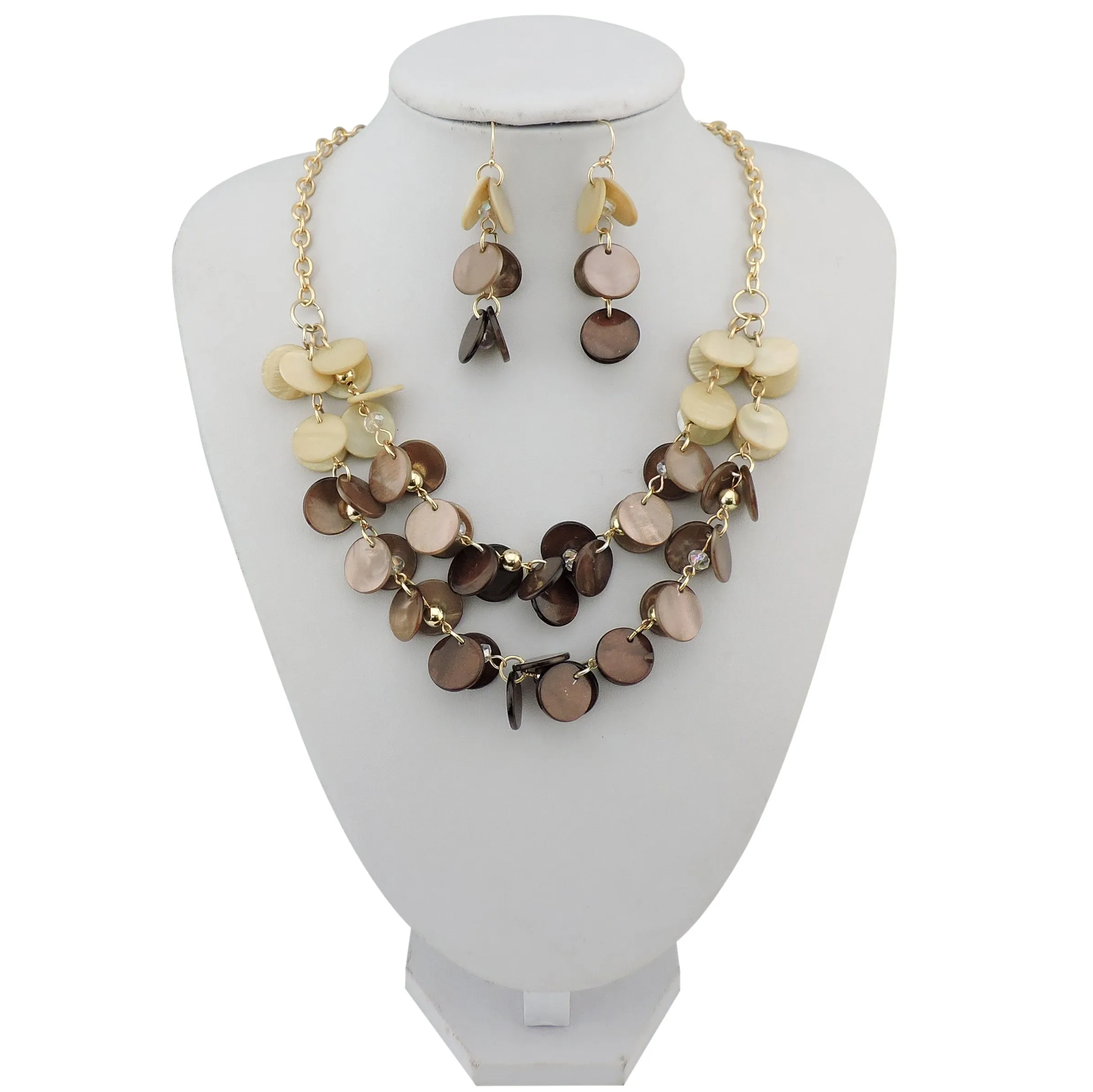 Bocar Parure Donna: Collana 2 Strati in Conchiglia e Orecchini - immagine 2