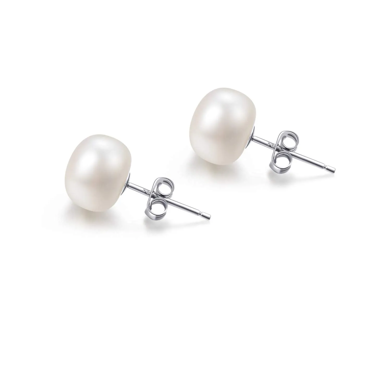 Orecchini Perle Donna Naturali D'acqua Dolce Coltivate Orecchino Argento 925 Perla Bianche Vere 8MM - immagine 1