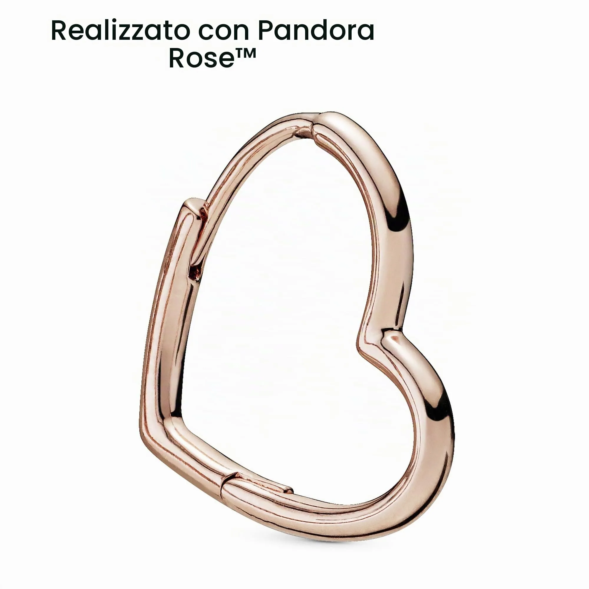 PANDORA Icons Orecchini a cerchio piccoli con cuore asimmetrico placcati in oro rosa 14 carati - immagine 6