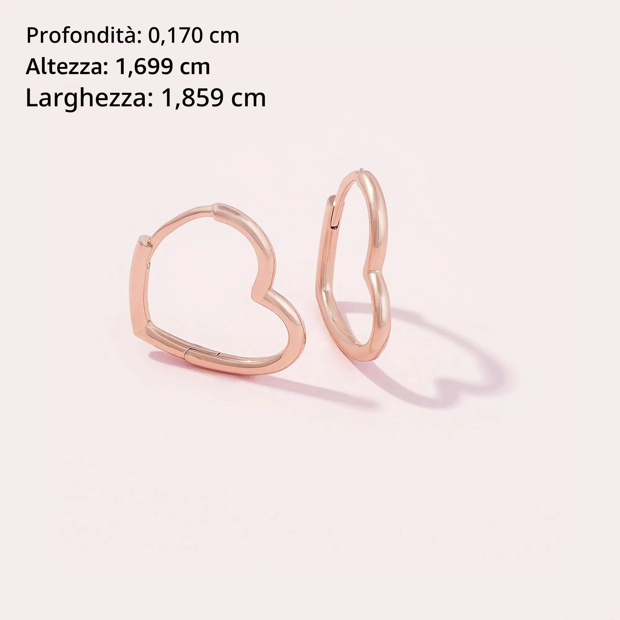 PANDORA Icons Orecchini a cerchio piccoli con cuore asimmetrico placcati in oro rosa 14 carati - immagine 7