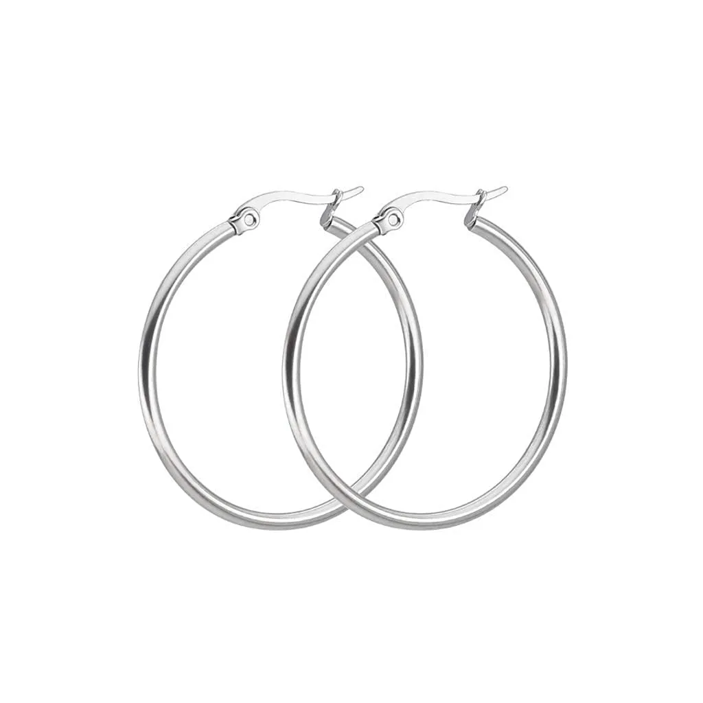 LEEQ 6 Paia Orecchini in Acciaio Inossidabile Cerchio Set Orecchio Cerchio Rotondo Set di Anelli Orecchio, 6 Taglie - immagine 3