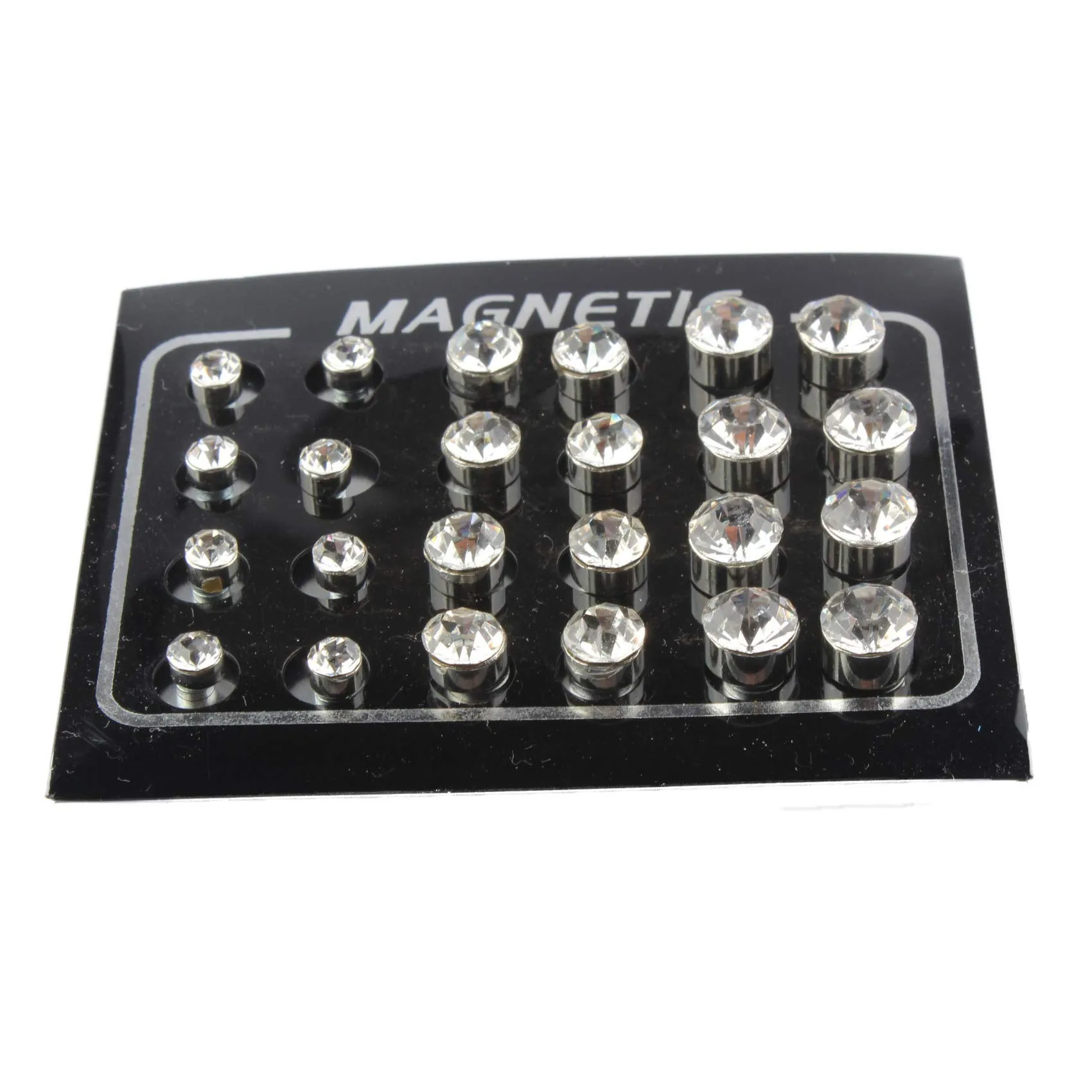 Pofet - 12 paia di orecchini magnetici a lobo con strass, per orecchie senza buco, da 4 mm, 6 mm, 7 mm - immagine 3