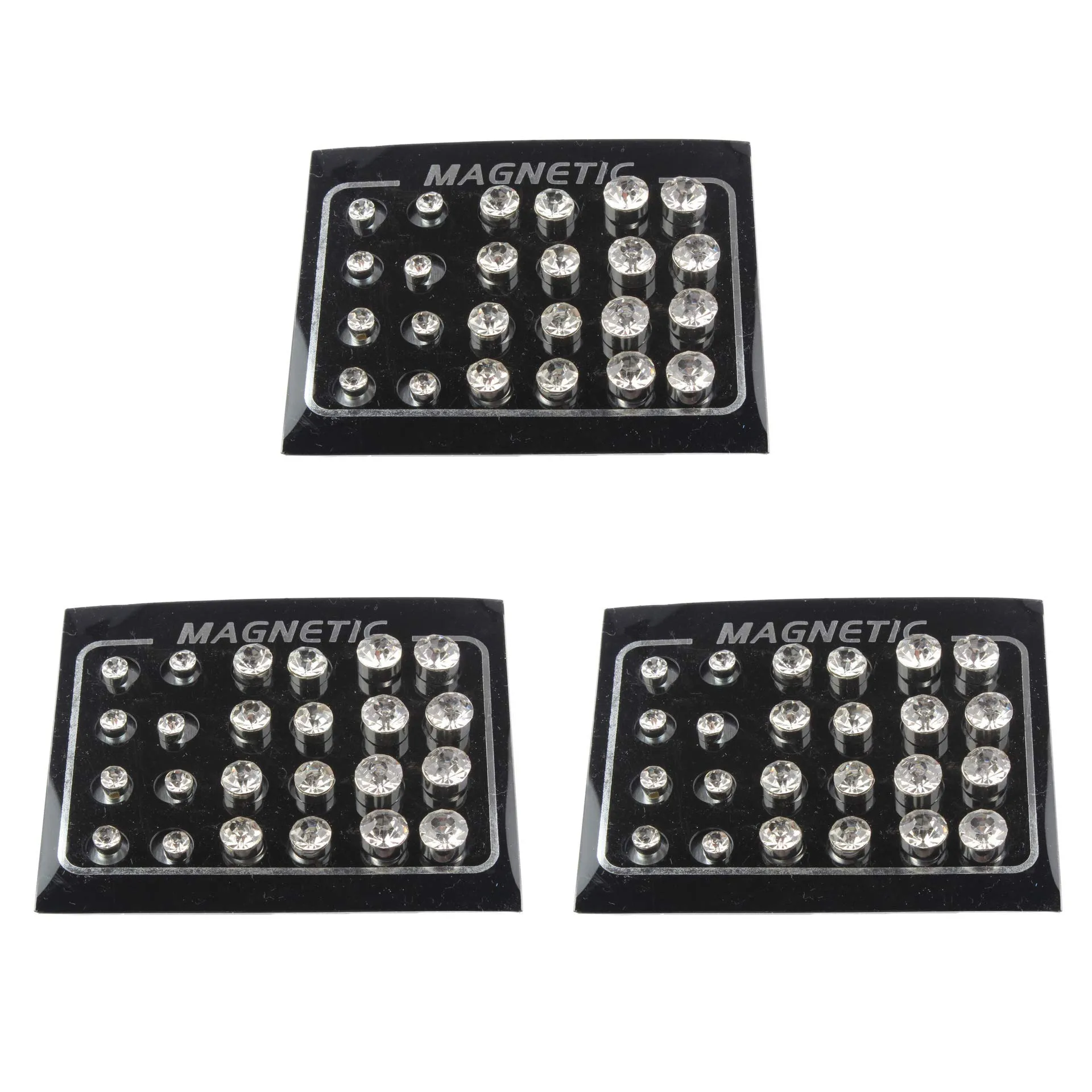 Pofet - 12 paia di orecchini magnetici a lobo con strass, per orecchie senza buco, da 4 mm, 6 mm, 7 mm - immagine 4