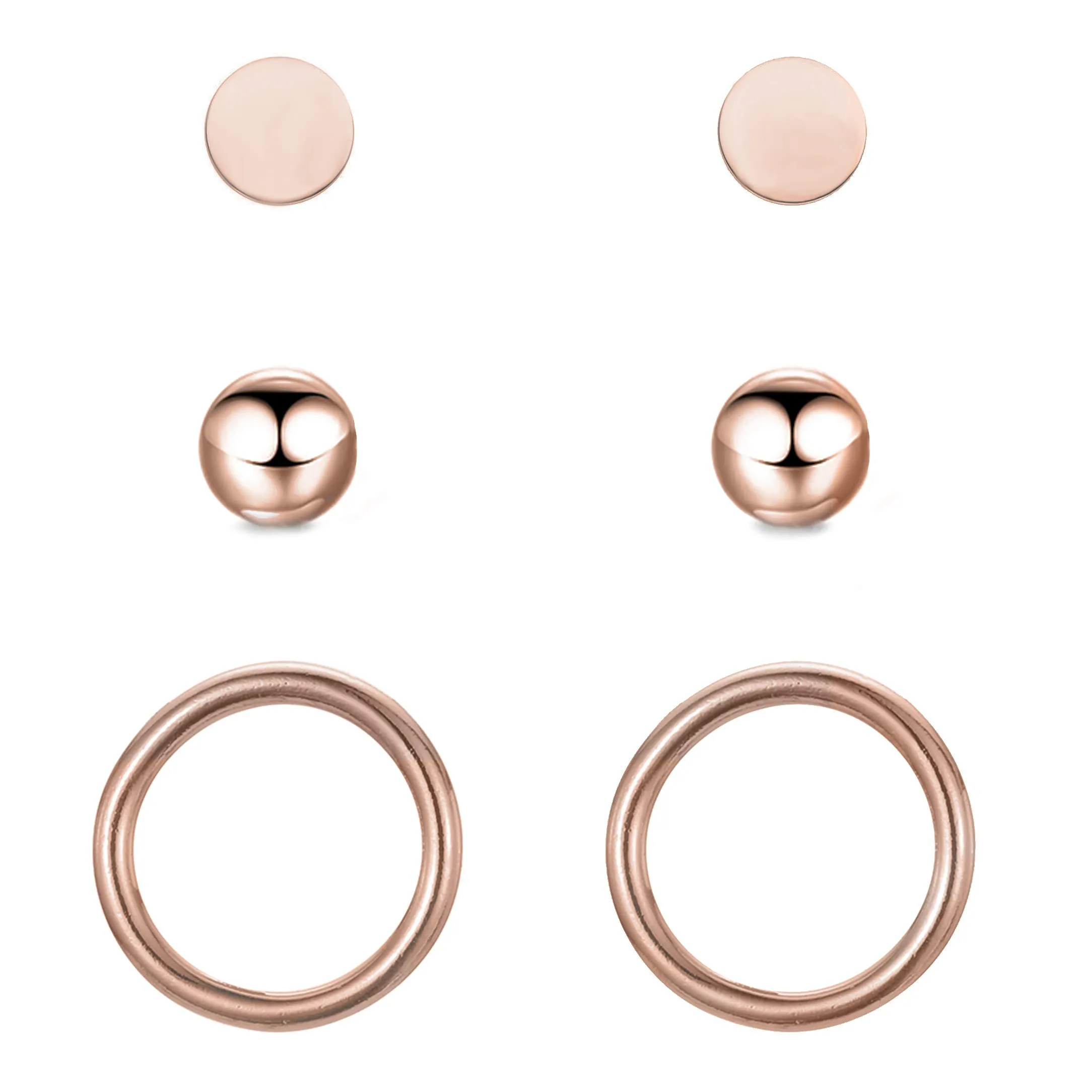 BONNYBIRD® Set Orecchini Donna Oro Rosa Acciaio Chirurgico Inossidabile Inox Anallergici Ipoallergici Senza Nichel Free Piccoli Gioielli Impermeabile Placcati Placcato - immagine 1