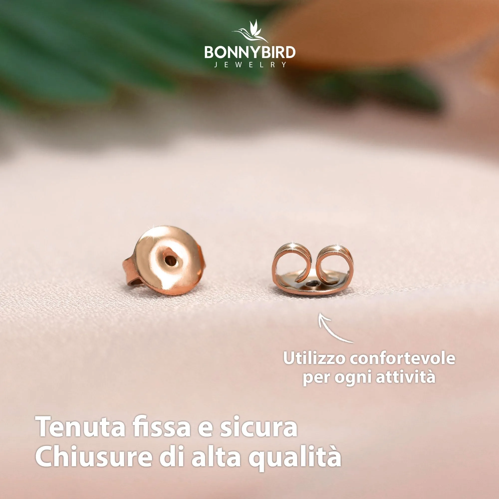 BONNYBIRD® Set Orecchini Donna Oro Rosa Acciaio Chirurgico Inossidabile Inox Anallergici Ipoallergici Senza Nichel Free Piccoli Gioielli Impermeabile Placcati Placcato - immagine 5