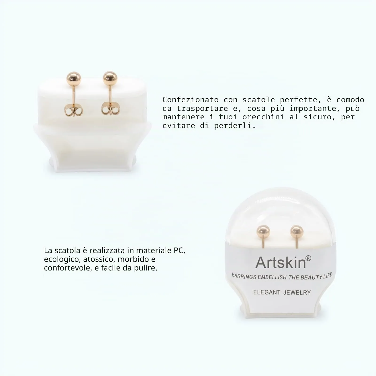 Artskin G23 titanio palla orecchini donne 6 mm ipoallergenico oro rosa ragazze orecchini per orecchie sensibili - immagine 3