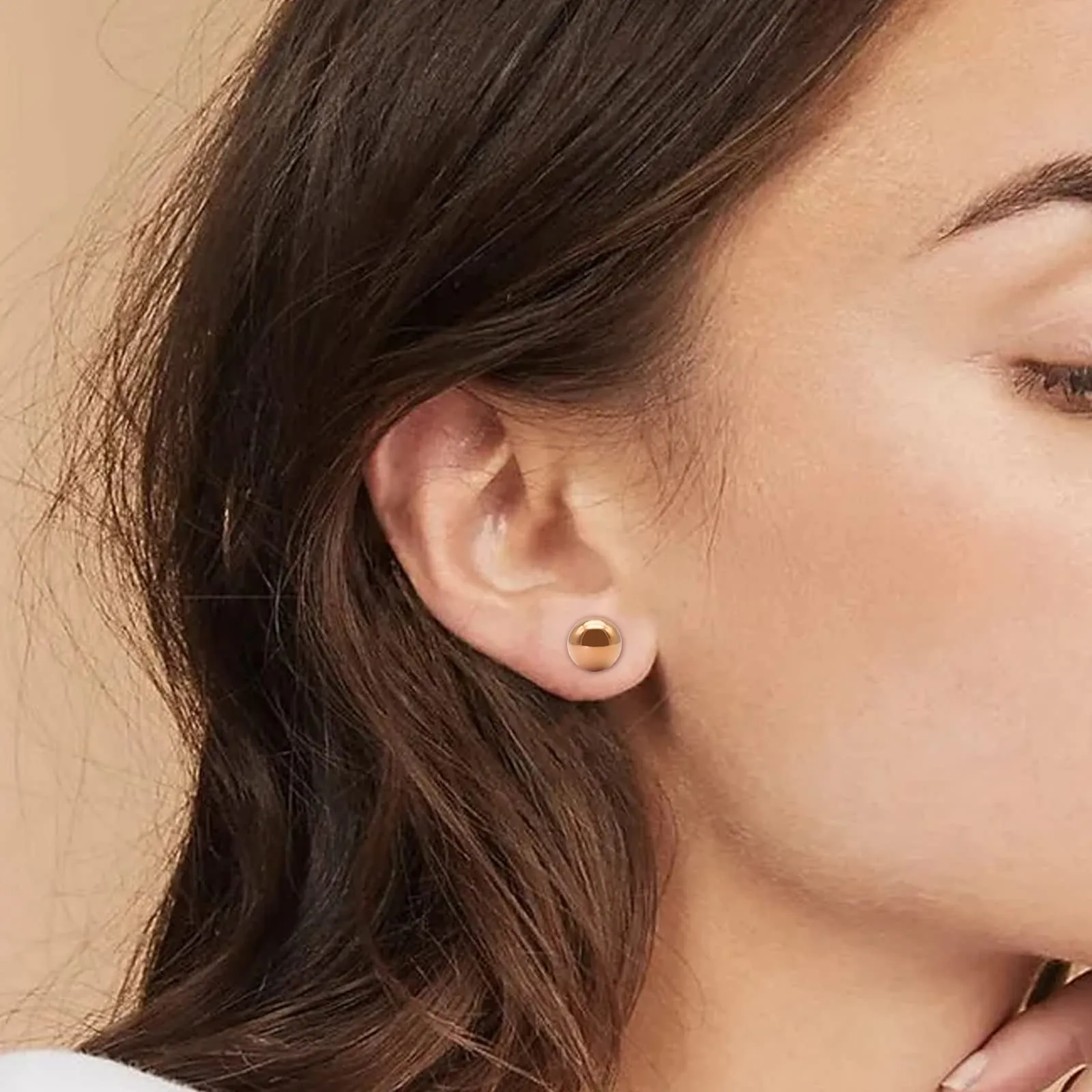 Artskin G23 titanio palla orecchini donne 6 mm ipoallergenico oro rosa ragazze orecchini per orecchie sensibili - immagine 4