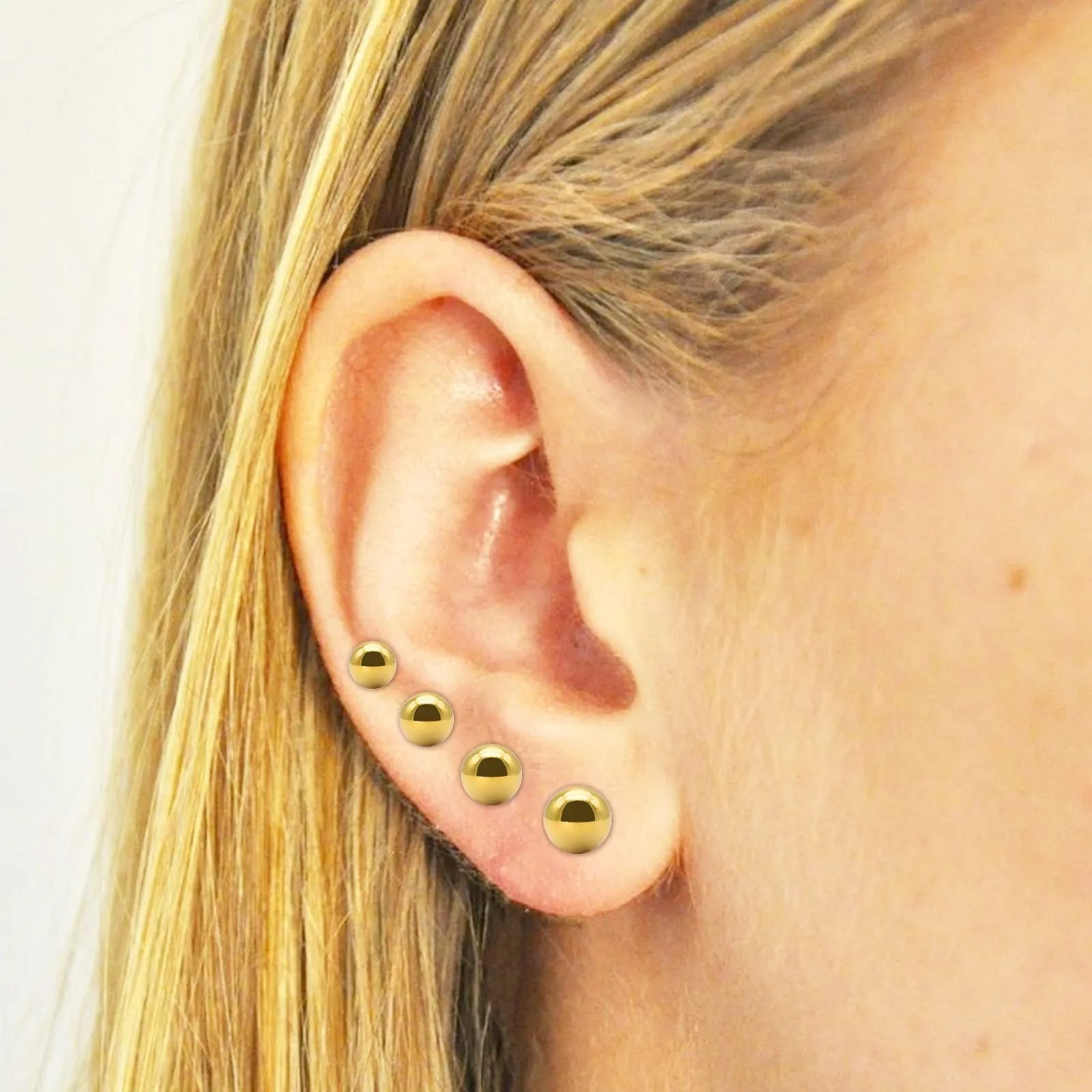 Artskin G23 Orecchini a Sfera in Titanio 5 mm - Oro, Ipoallergenici per Donne e Ragazze Con Orecchie Sensibili - immagine 6