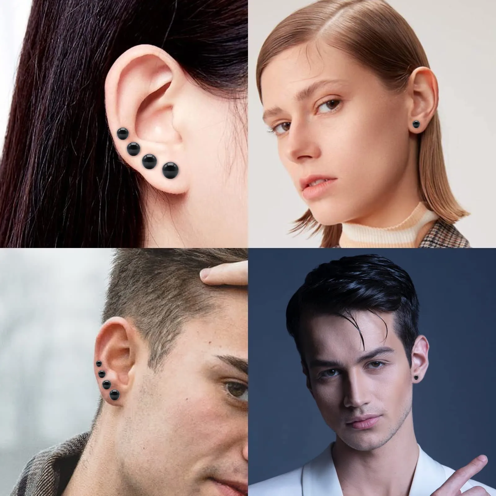 Artskin G23 orecchini a sfera in titanio donne ipoallergenici 6 mm orecchini neri per orecchie sensibili - immagine 5