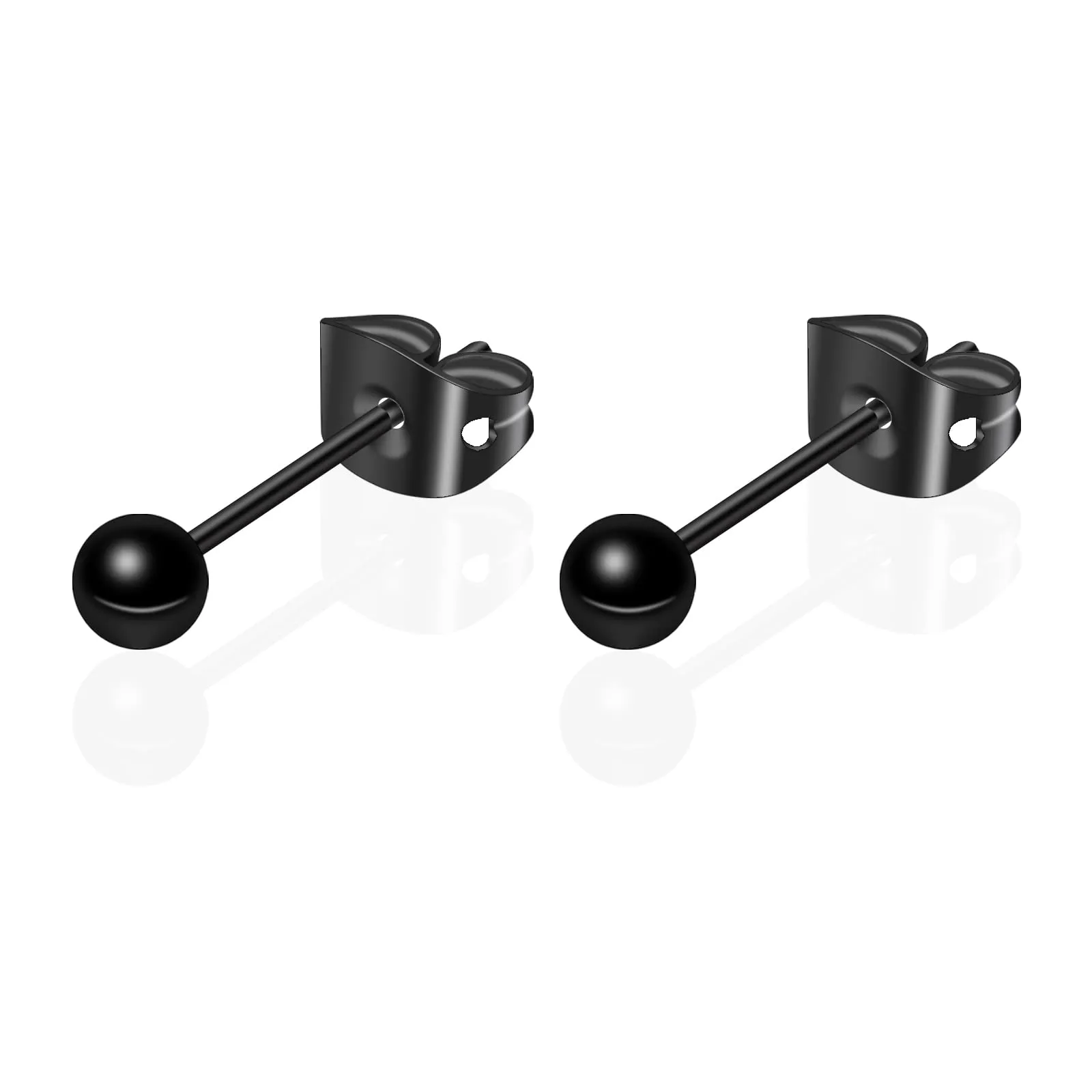 Artskin G23 orecchini a sfera in titanio donne ipoallergenici 5 mm orecchini neri per orecchie sensibili - immagine 1