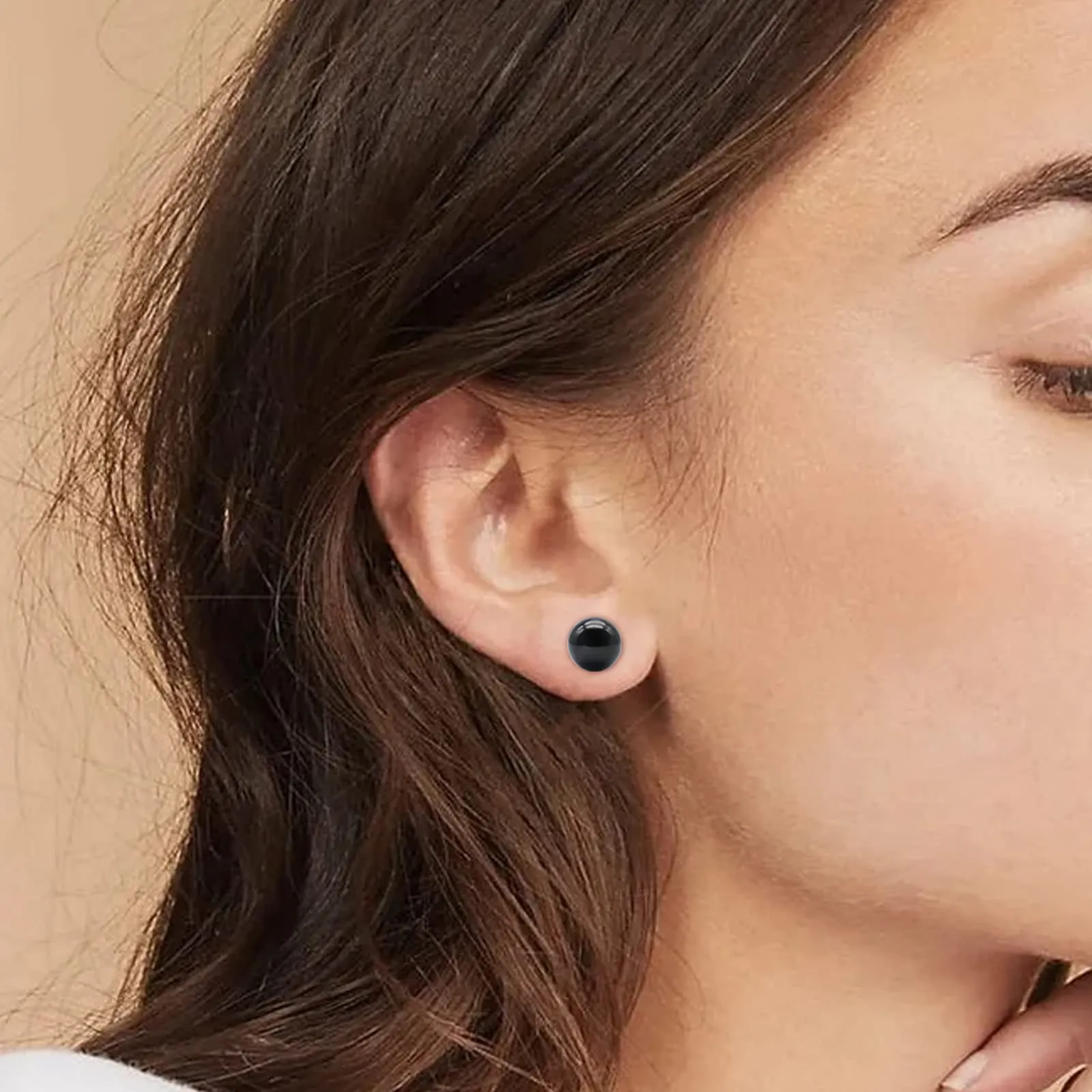 Artskin G23 orecchini a sfera in titanio donne ipoallergenici 5 mm orecchini neri per orecchie sensibili - immagine 4