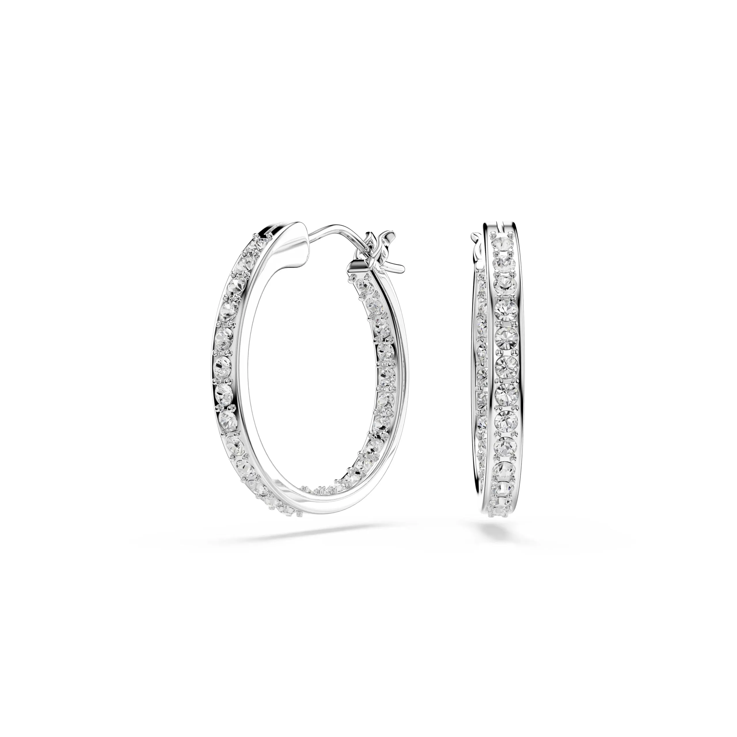 Swarovski Orecchini a cerchio Sommerset, Bianchi, Placcato rodio - immagine 1