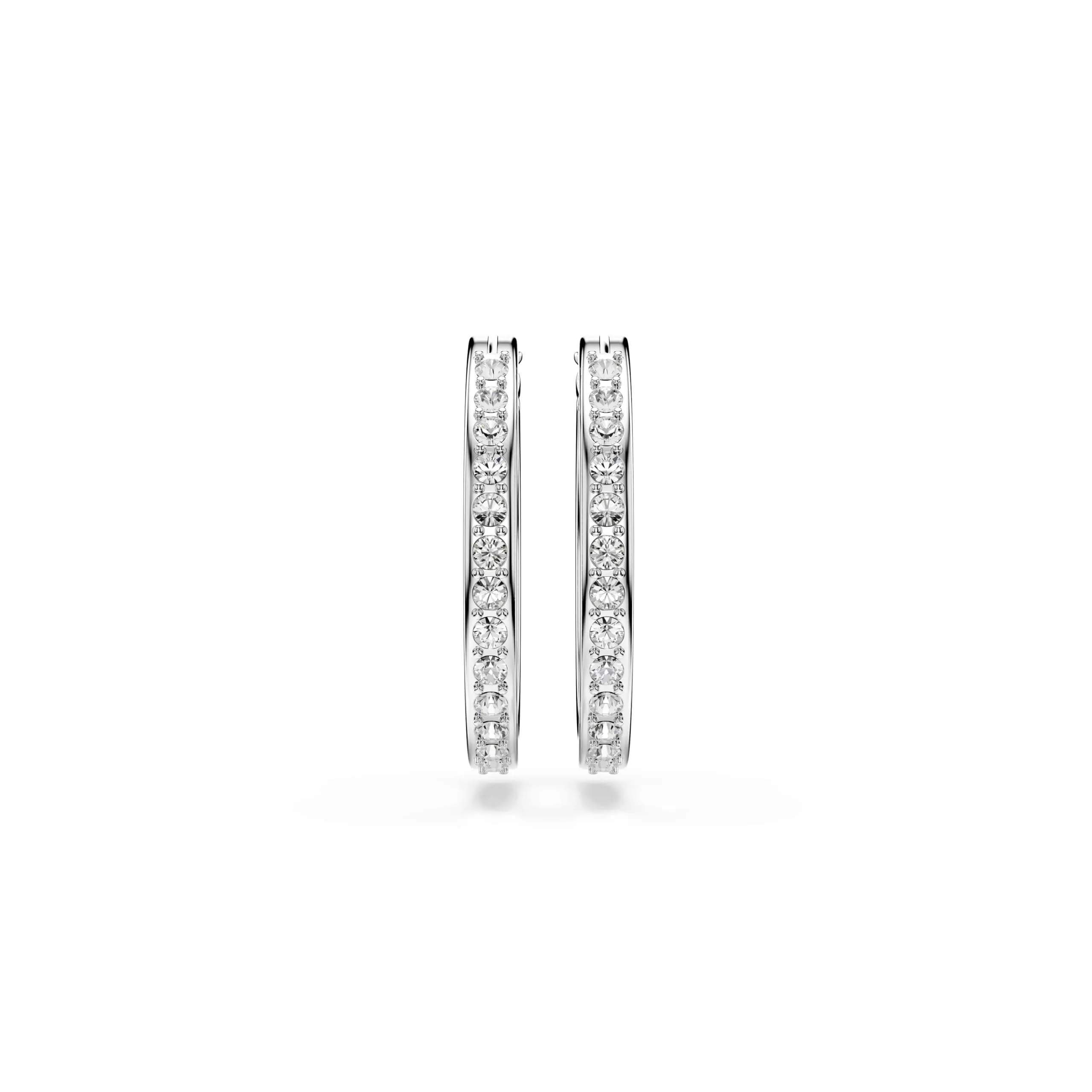 Swarovski Orecchini a cerchio Sommerset, Bianchi, Placcato rodio - immagine 3