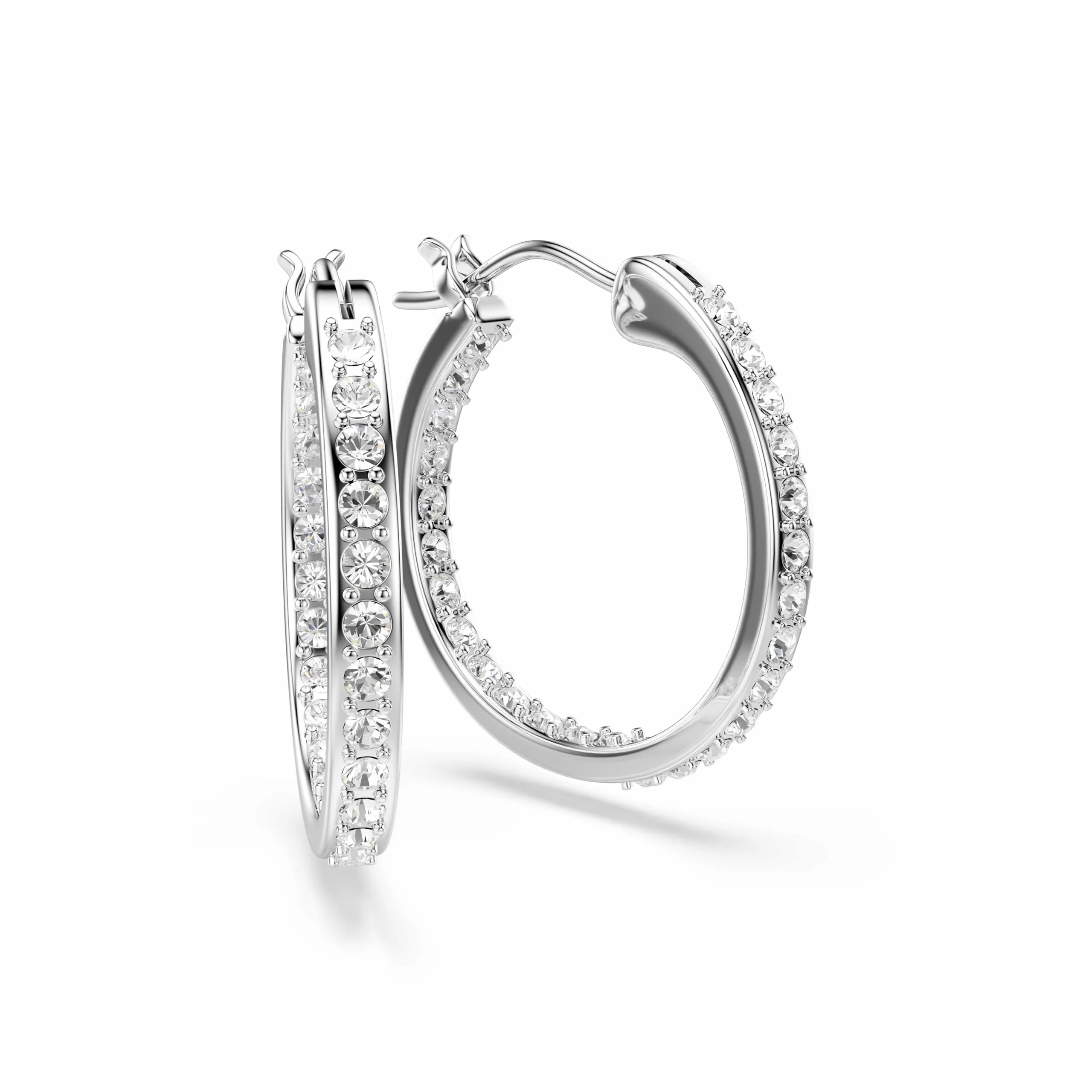 Swarovski Orecchini a cerchio Sommerset, Bianchi, Placcato rodio - immagine 4