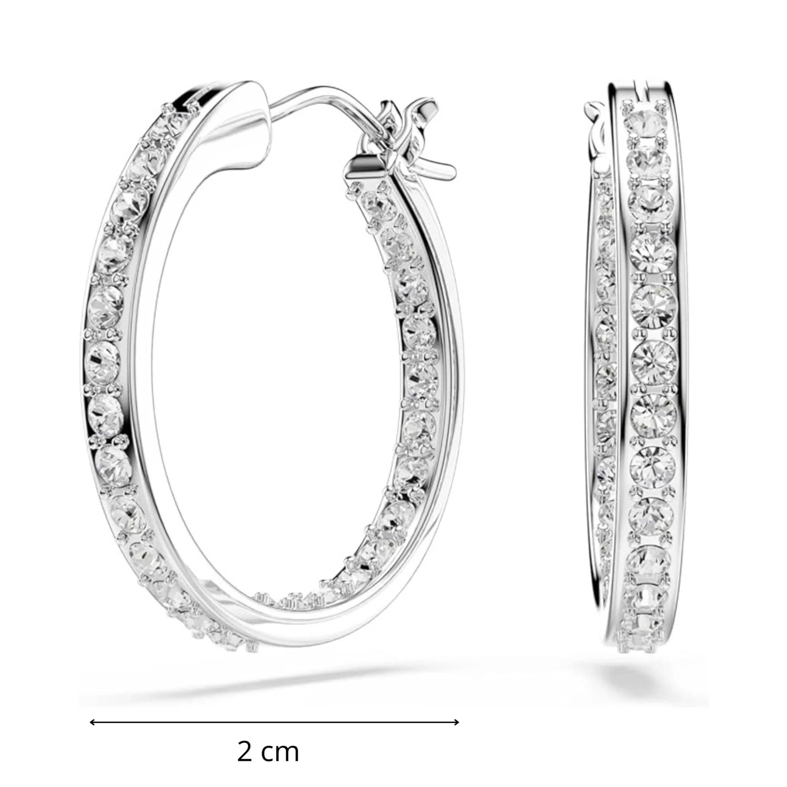 Swarovski Orecchini a cerchio Sommerset, Bianchi, Placcato rodio - immagine 8