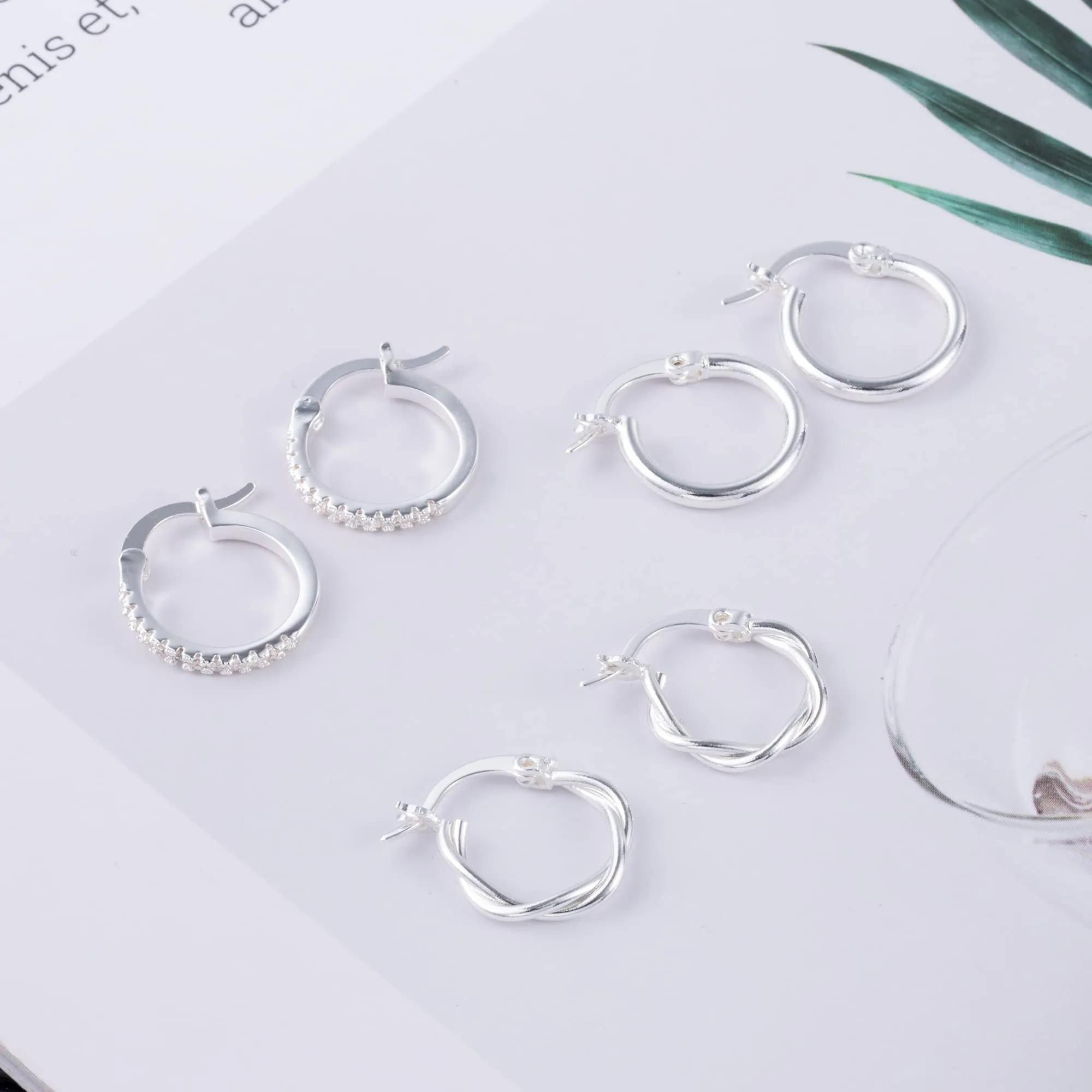 ALEXCRAFT Kit 9 Paia Orecchini Cerchio Donna Argento Misti - immagine 3