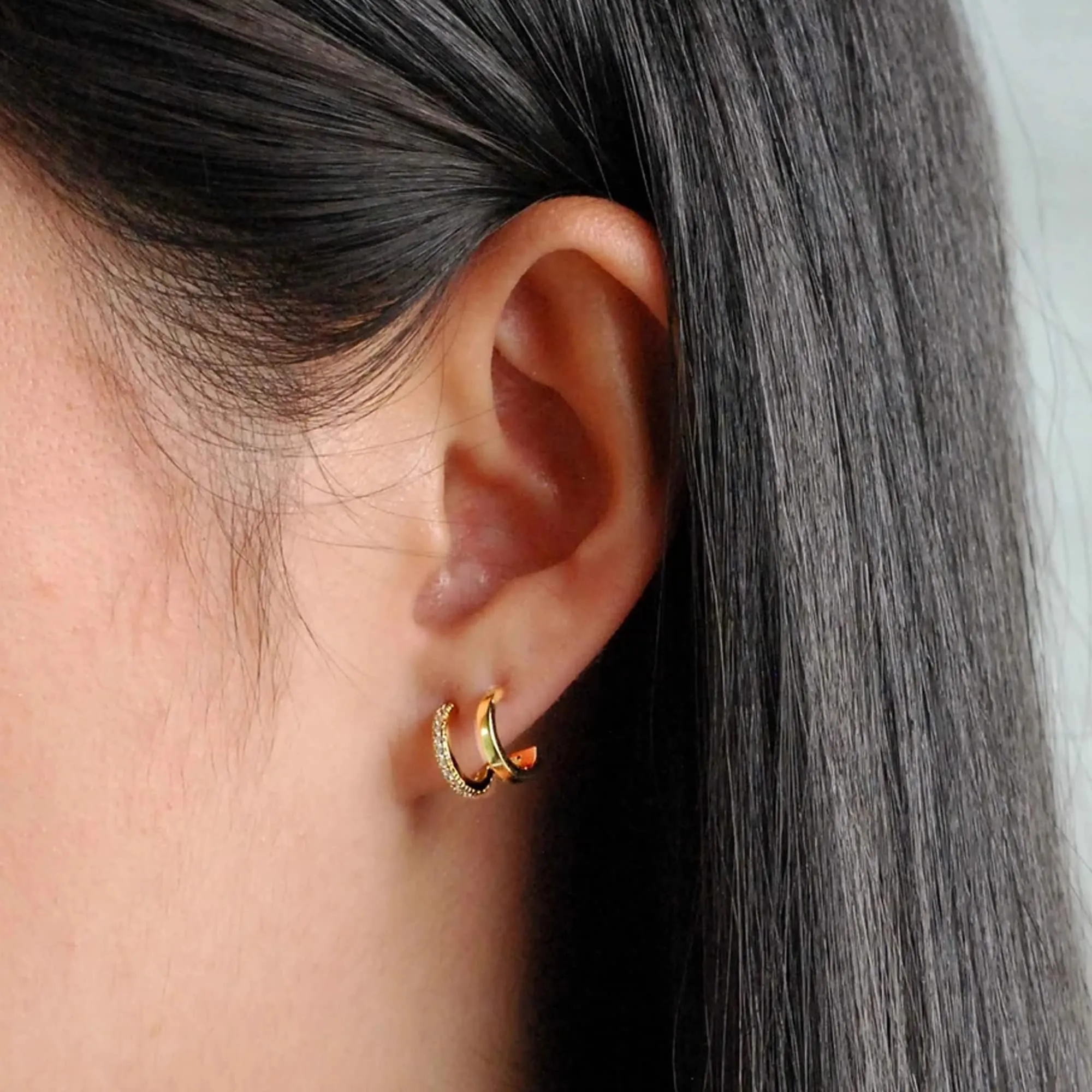 ALEXCRAFT Kit 9 Paia Orecchini Cerchio Donna Oro 14K Misti Ipoallergenici - immagine 8