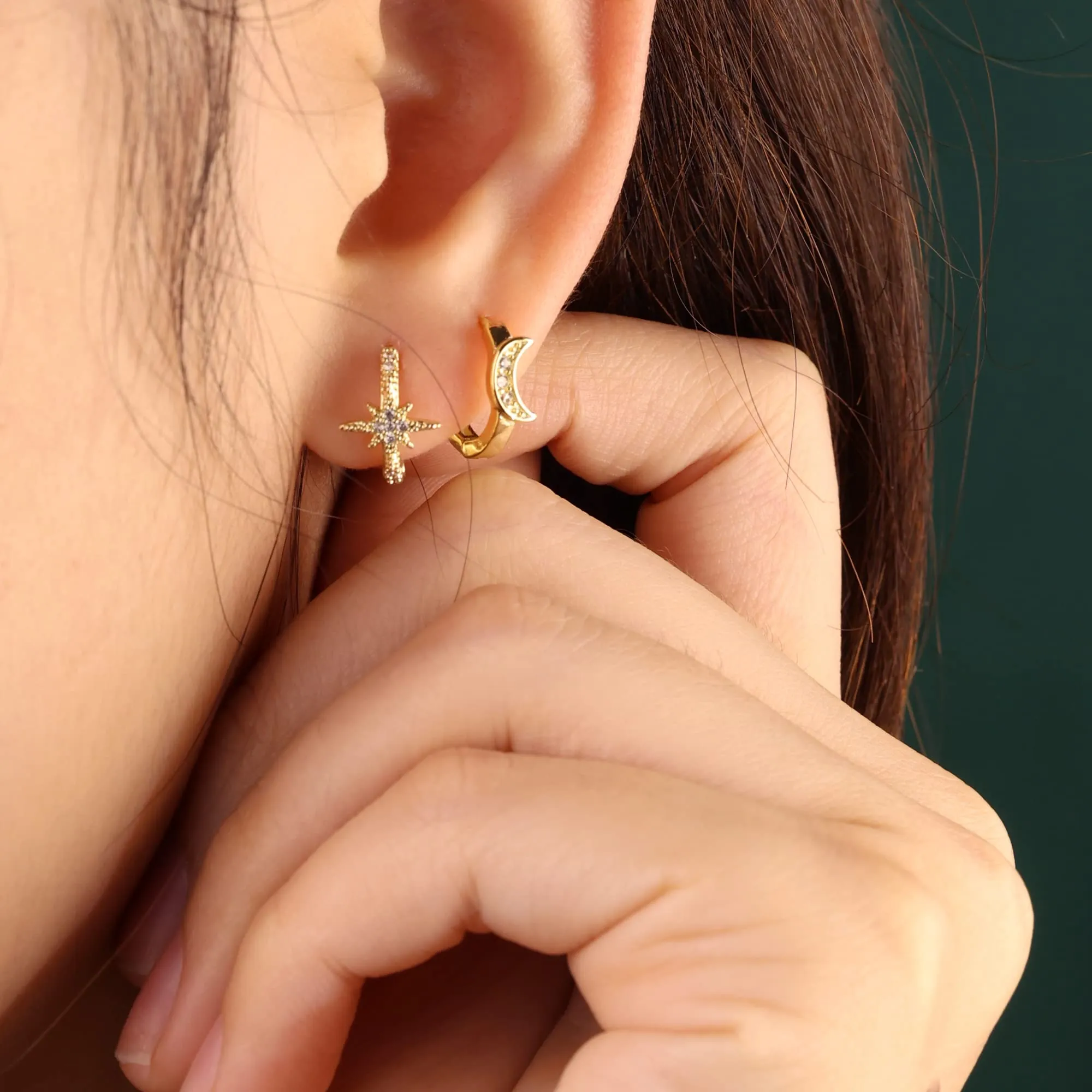 ALEXCRAFT Kit 9 Paia Orecchini Cerchio Donna Oro 14K Misti Ipoallergenici - immagine 9