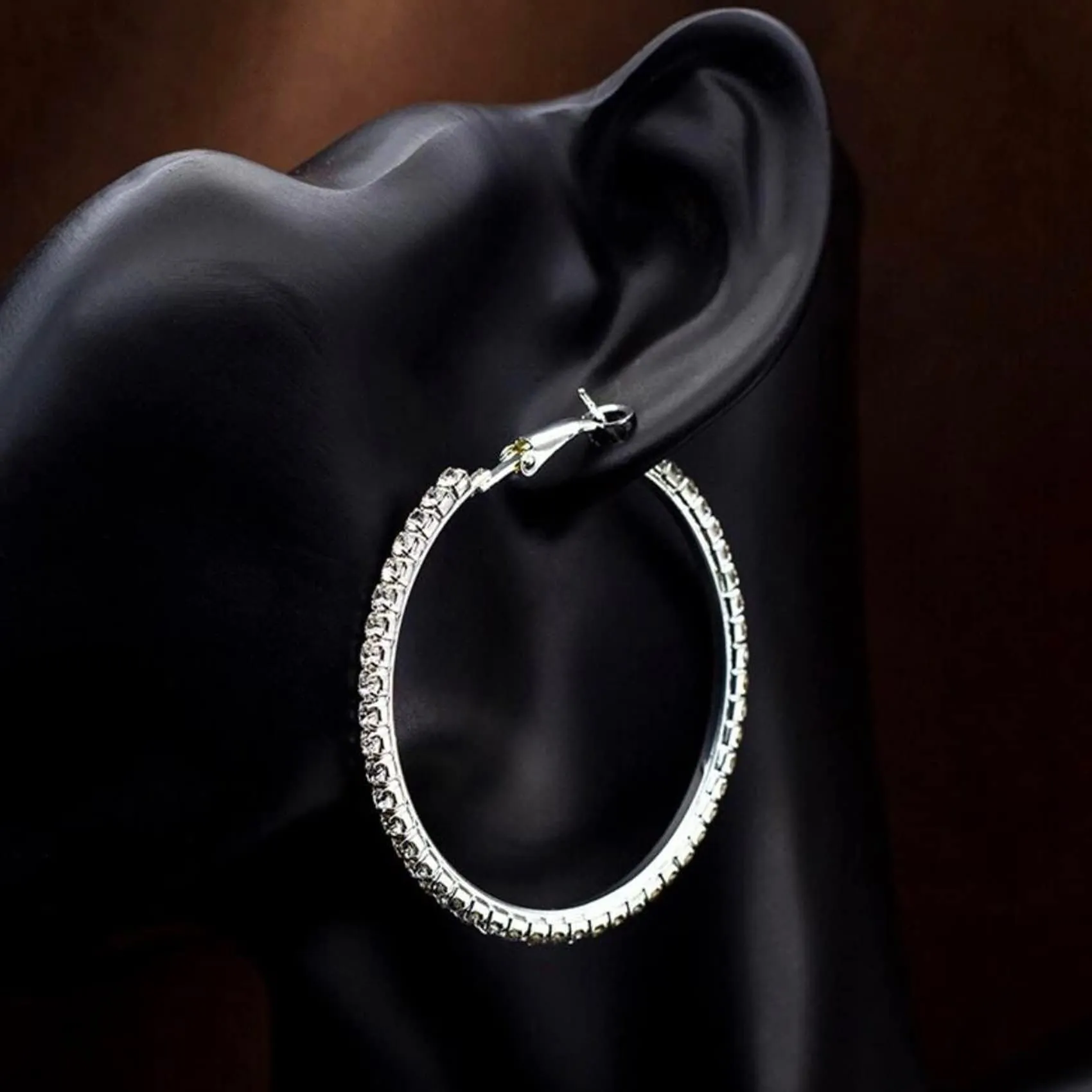 MOROTOLE Orecchini a Cerchio in Argento 925 Con Strass - Sottili e Grandi, Ipoallergenici per Donne e Ragazze - Gioielli Moda, Regali - immagine 6