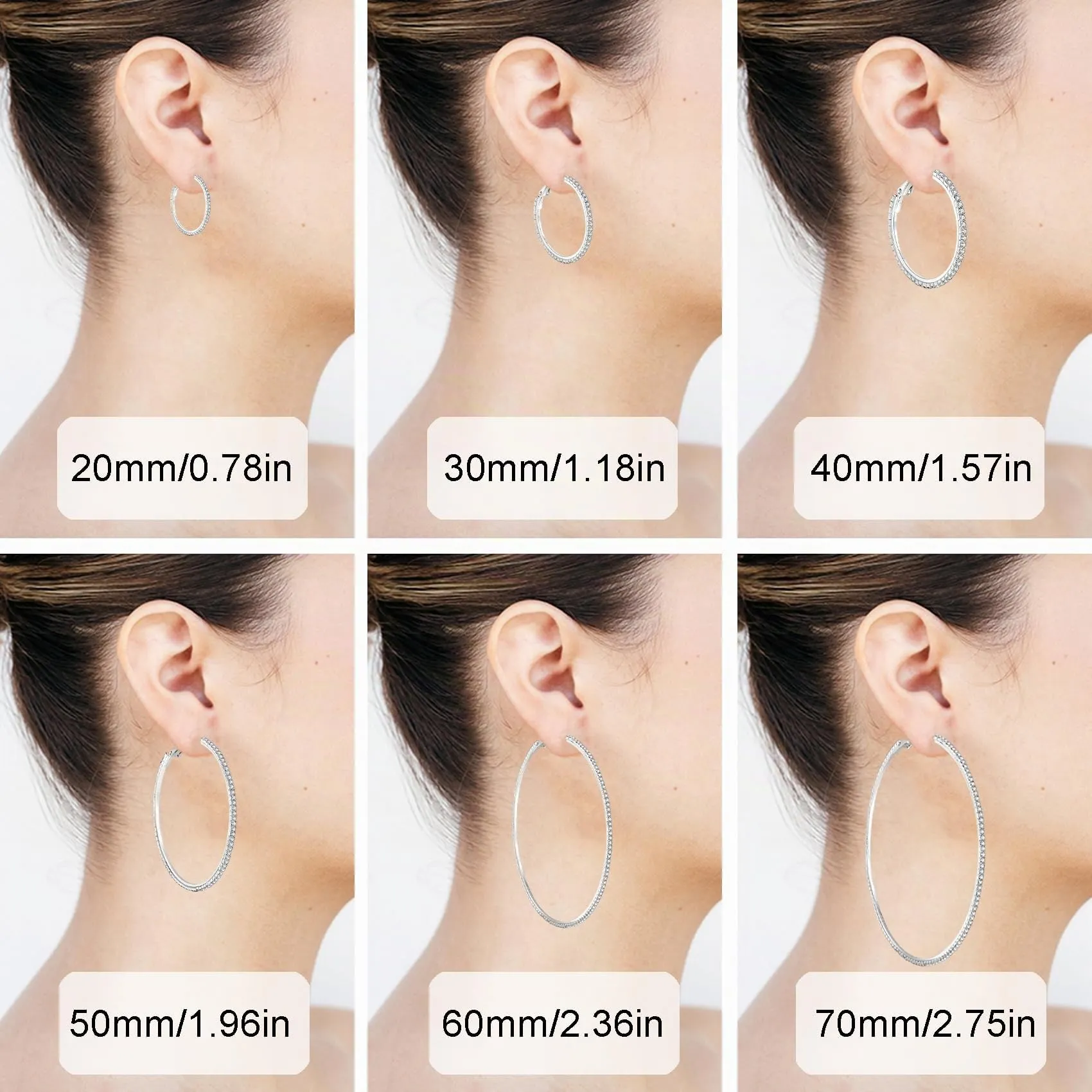 MOROTOLE Orecchini a Cerchio in Argento 925 Con Strass - Sottili e Grandi, Ipoallergenici per Donne e Ragazze - Gioielli e Regali - immagine 5