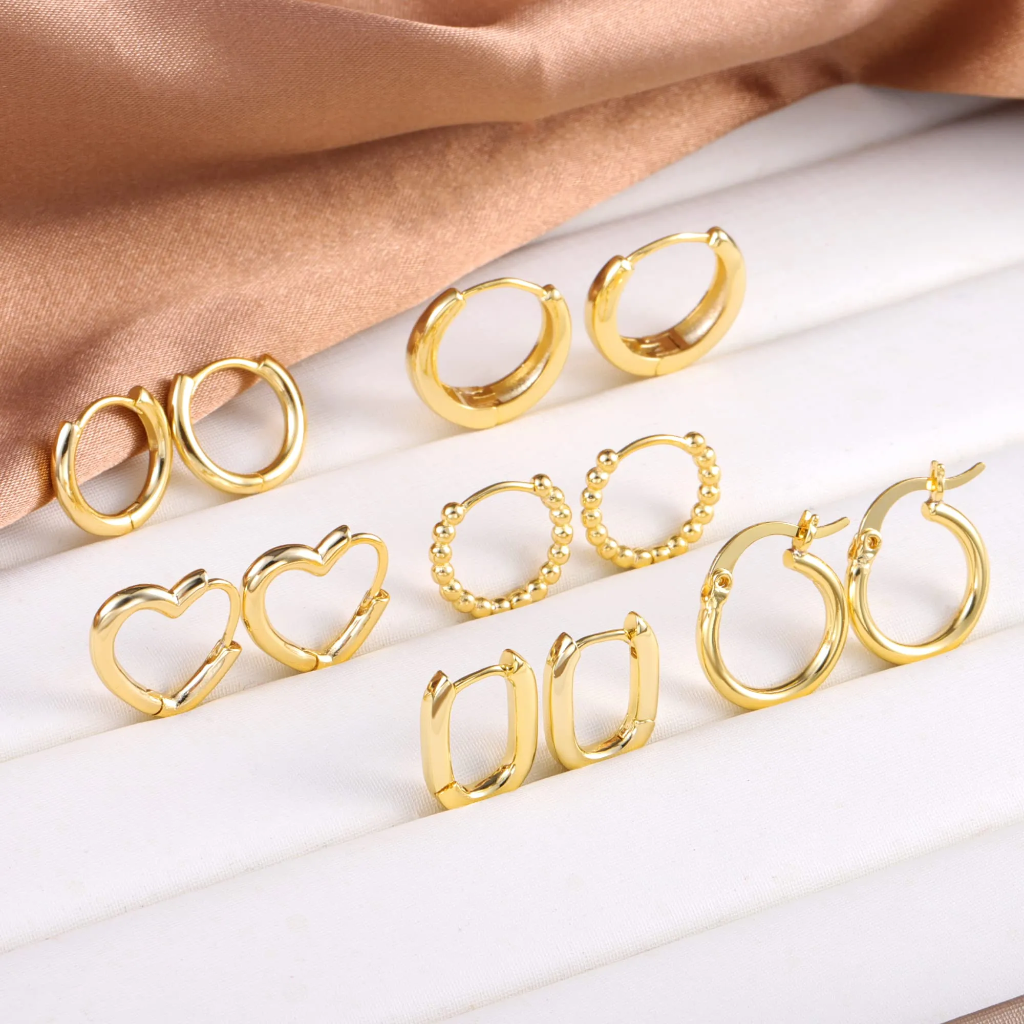 ALEXCRAFT 9 Paia Orecchini Donna Cerchio Oro Lucido e Zirconi Kit Regalo - immagine 3
