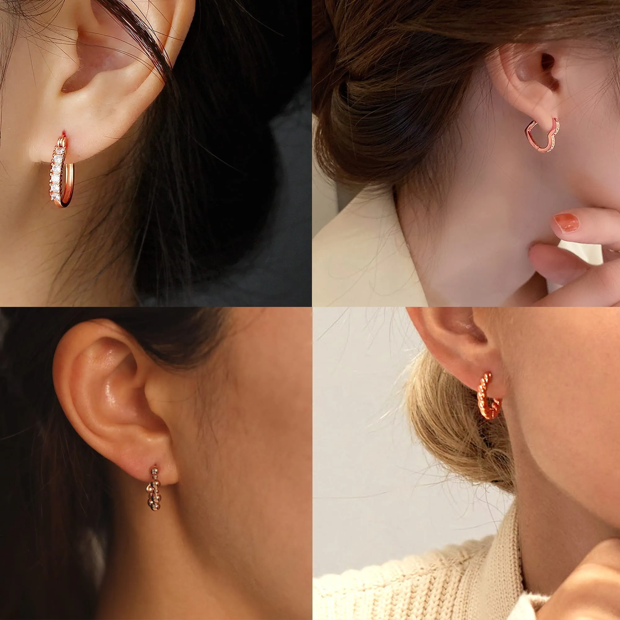 ALEXCRAFT 9 Paia Orecchini Cerchio Donna Oro Rosa Misti Ipoallergenici - immagine 7