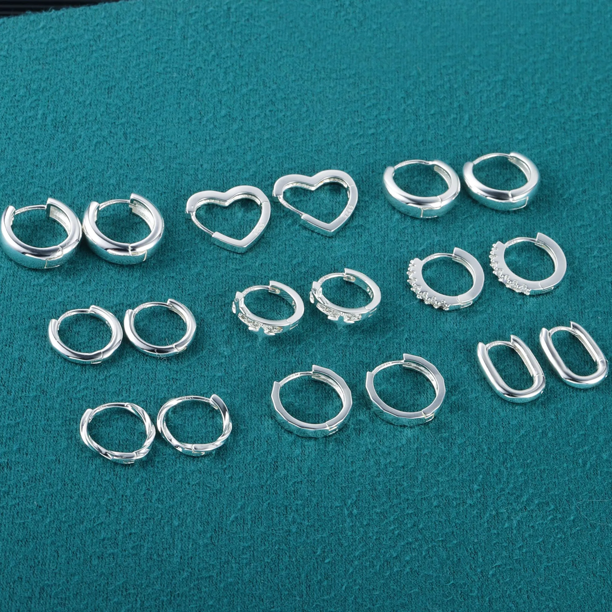 ALEXCRAFT Orecchini Donna Cerchio Argento Misti Gioielli Kit 9 Paia - immagine 3