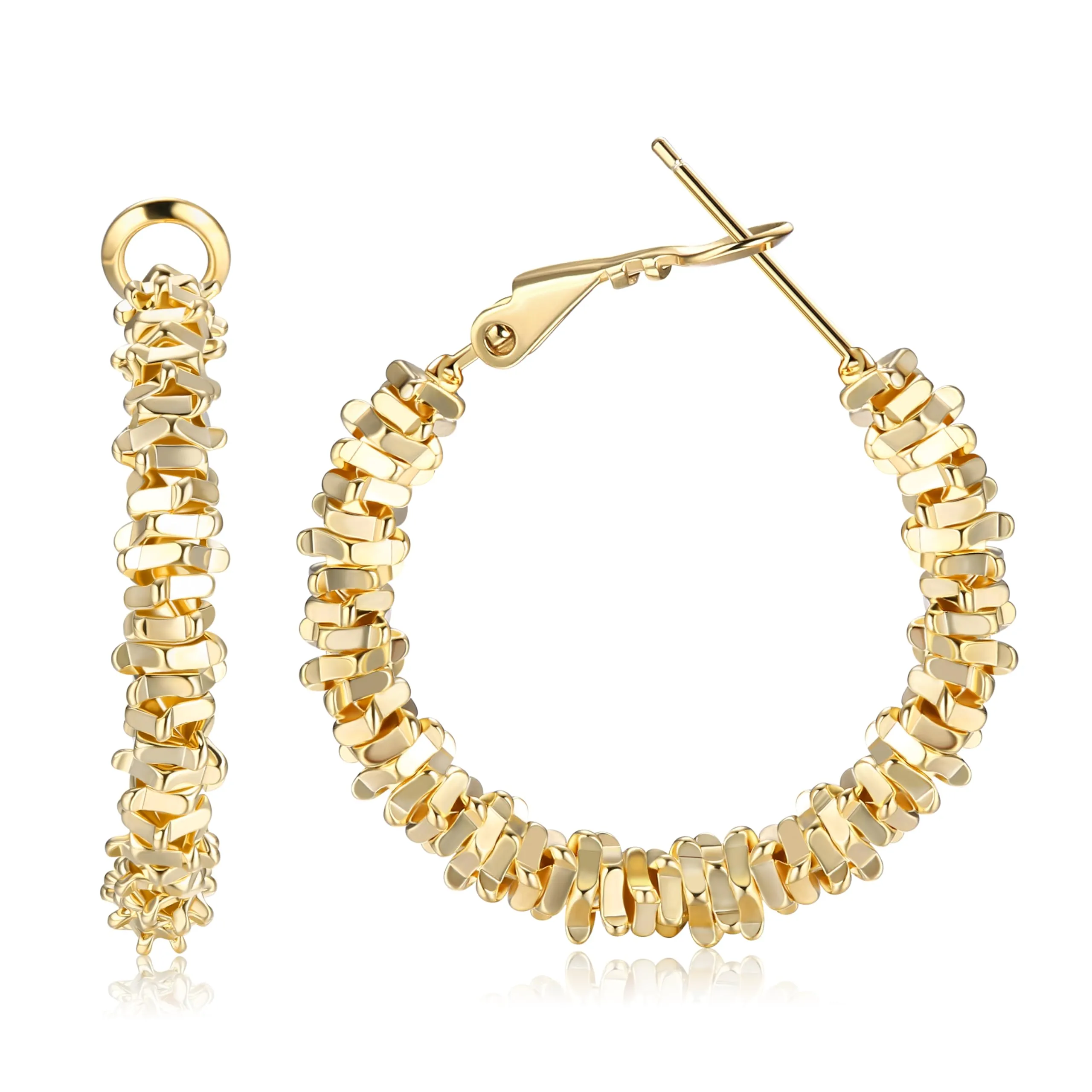 Dochais Orecchini Donna Cerchio Oro Color Donna Orecchini a Perno in Argento 925 Cerchio Grandi Ipoallergenici Orecchino Placcato Oro 14K Leggeri Hoop Earrings Gioielli Regali - immagine 1