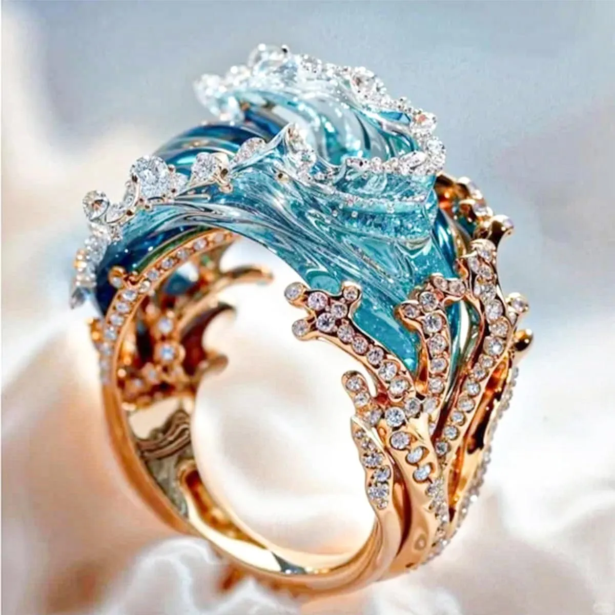 Slipasikao Set di Gioielli con Giuramento di Ocean'S, Set di Orecchini con Collana e Orecchini con Onda Blu dell'Oceano Boho, Regalo di Gioielli con Onde estive (Jewelry Set) - immagine 6