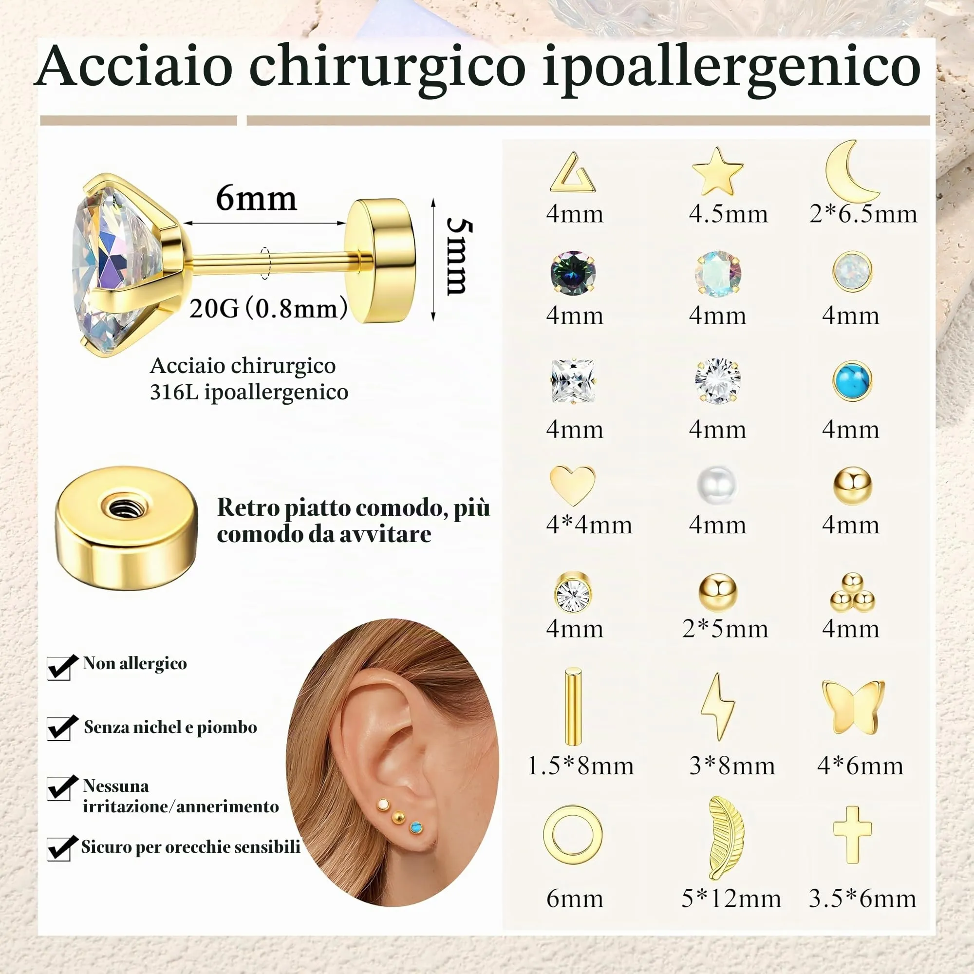 Diamday 21 Paia Orecchini acciaio inossidabile Donna Orecchini - immagine 5