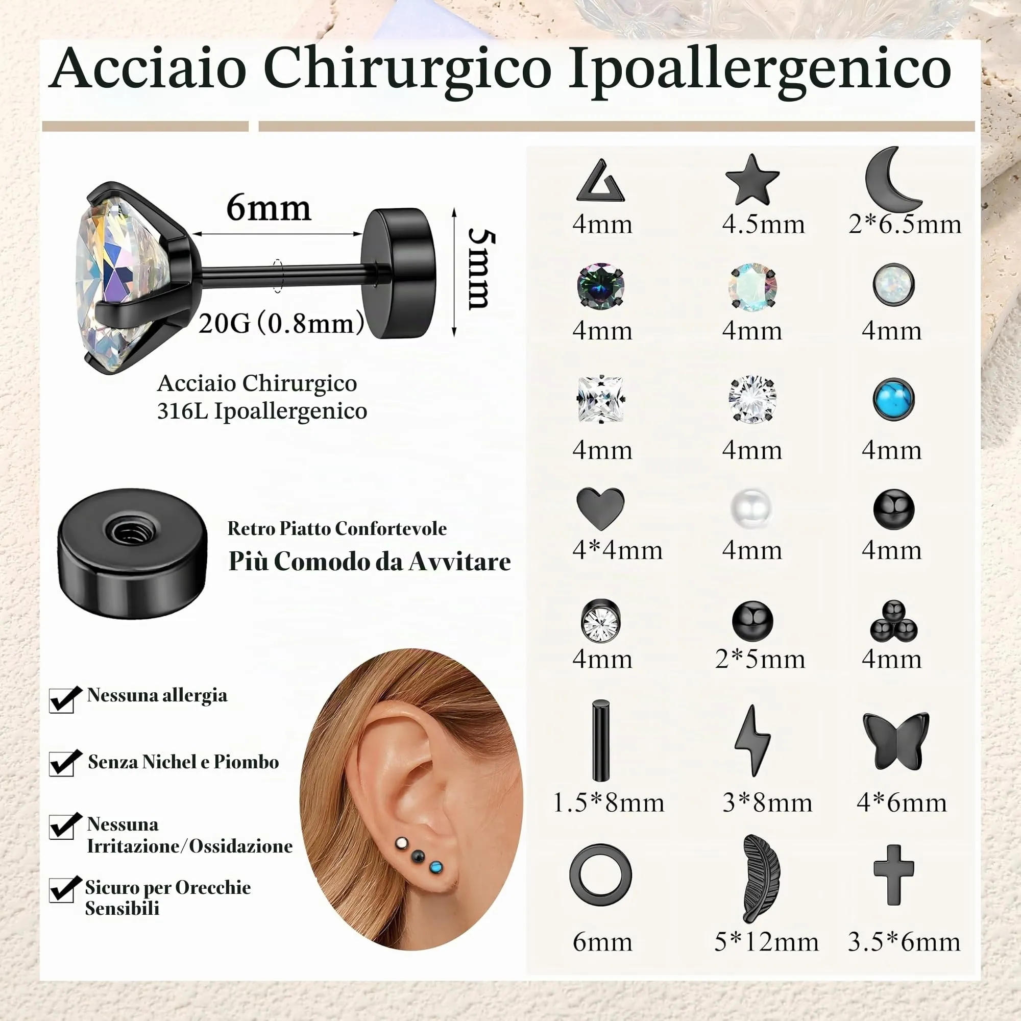 Diamday 21 Paia Orecchini acciaio inossidabile Donna Orecchini - immagine 5