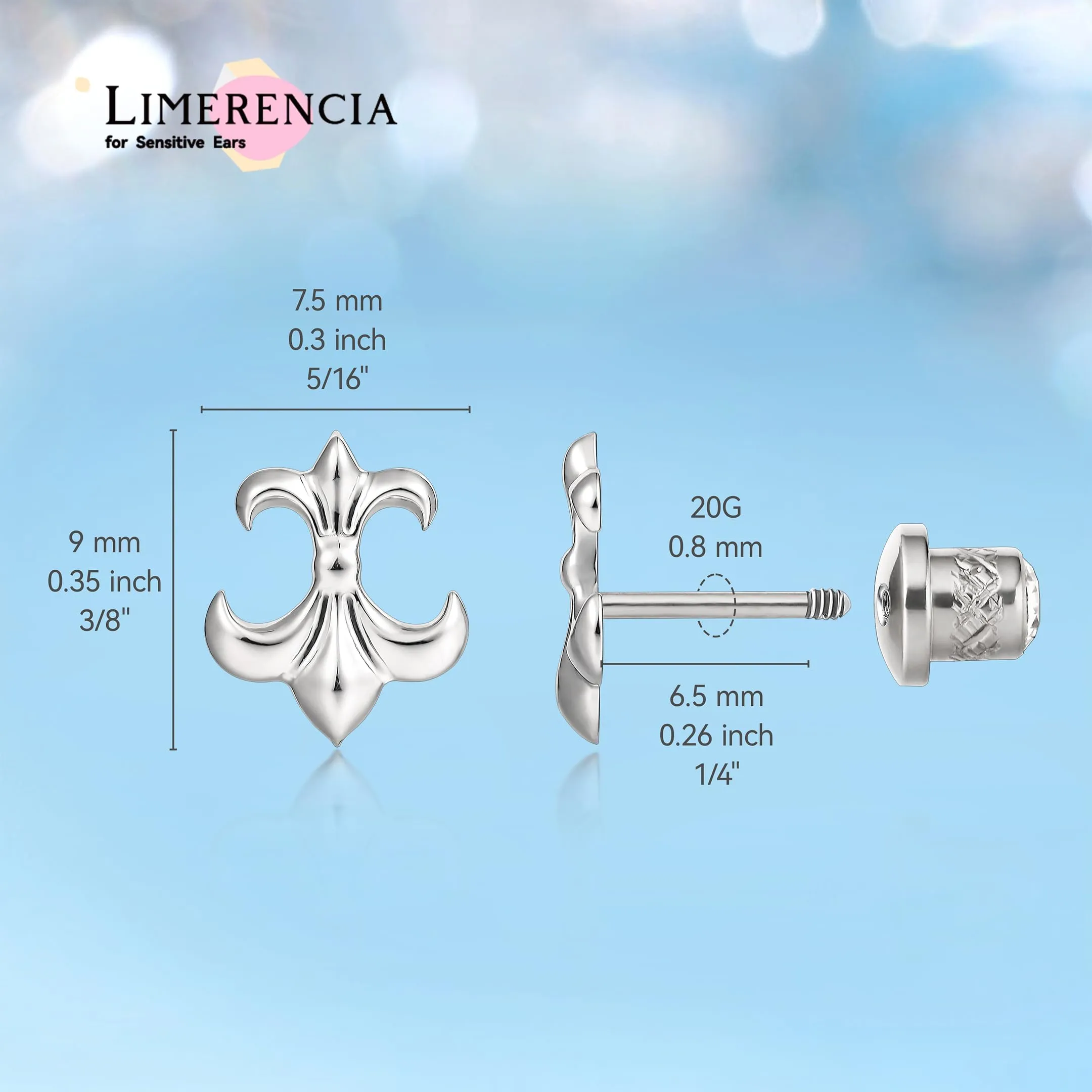 Limerencia Medical - Orecchini in titanio con filettatura posteriore, ipoallergenici G23 per la salute, senza nichel, per donne e ragazze, 0.8 millimètres, Titanio, Zirconia cubica - immagine 3