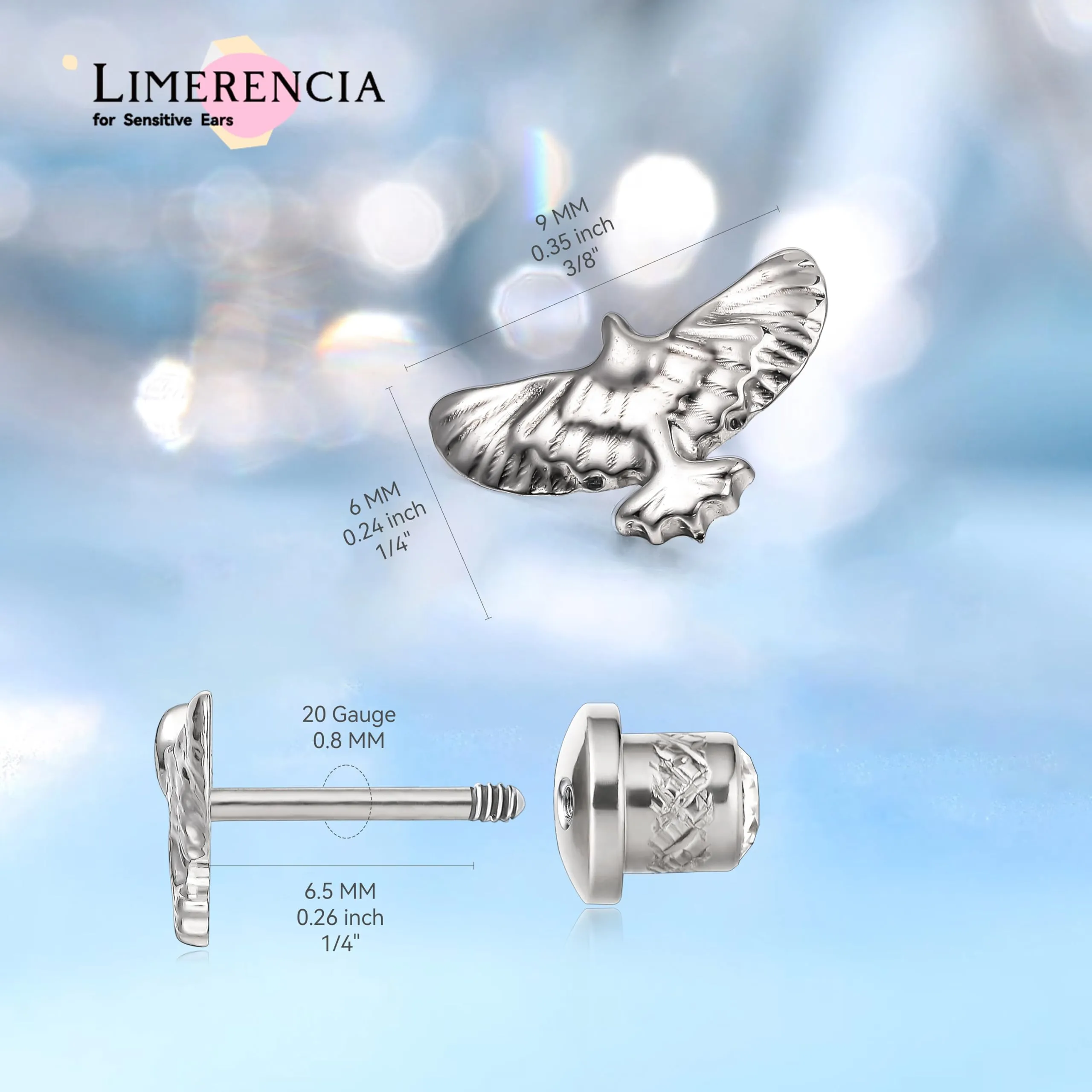 Limerencia in Titanio Medico Tappo a Vite, Orecchini Anallergici G23 Stud per Orecchie Sensibili, Senza Nichel per Donne e Ragazze - immagine 5