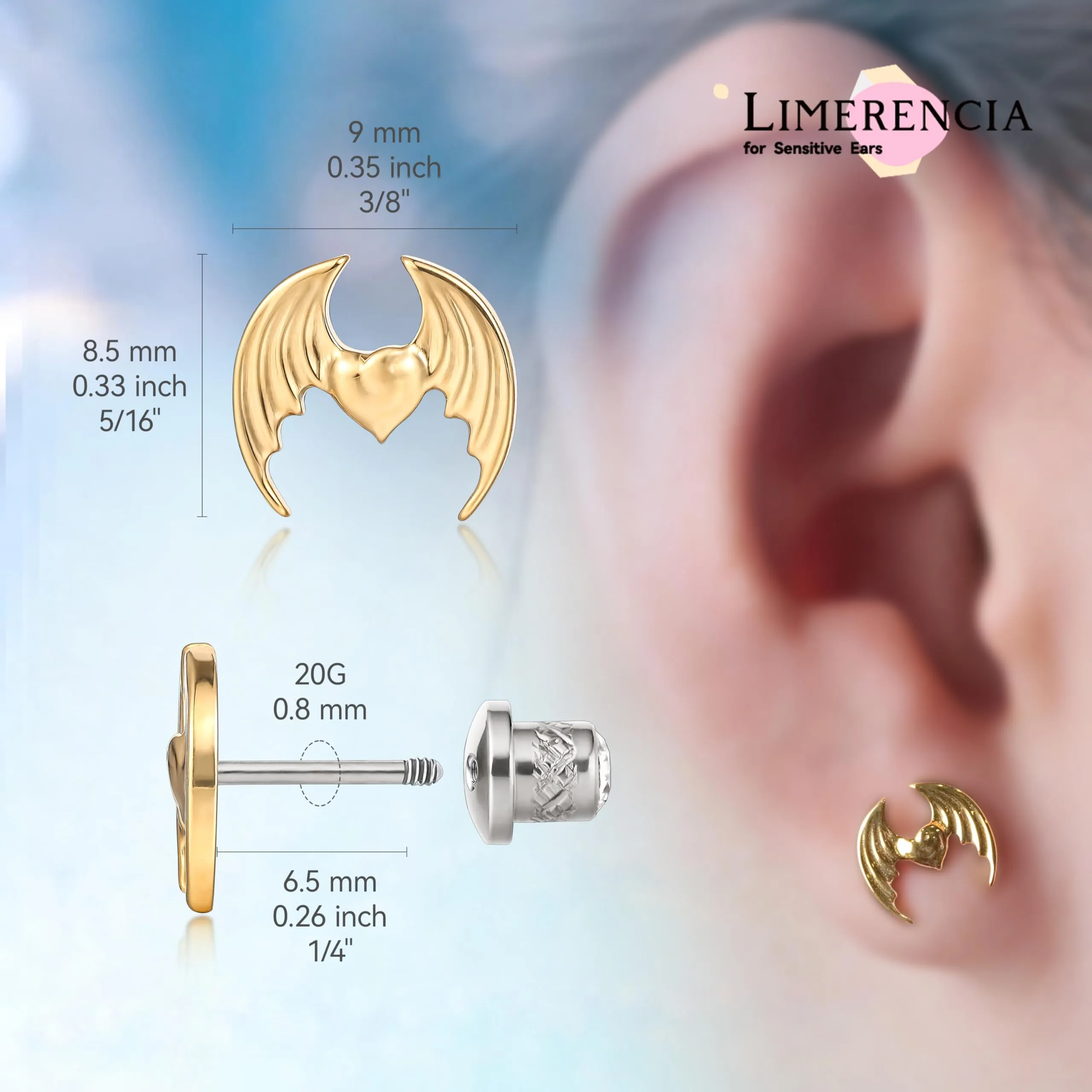 Limerencia Medical - Orecchini in titanio con filettatura posteriore, ipoallergenici G23 per la salute, senza nichel, per donne e ragazze, 6 mm, Titanio, Zirconia cubica - immagine 3