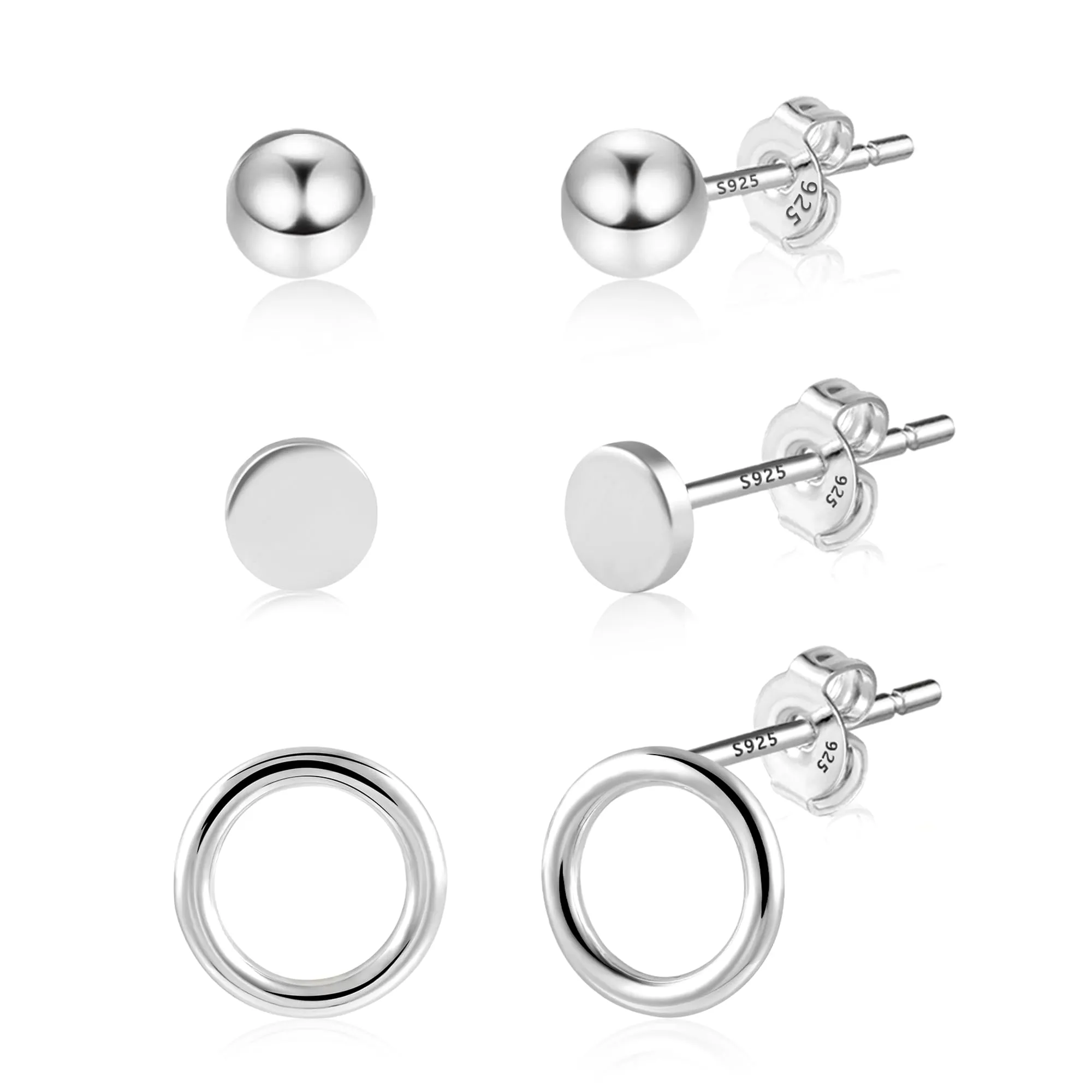 ALEXCRAFT 3 Paia Orecchini Donna Perno Argento Misti Gioielli - immagine 1