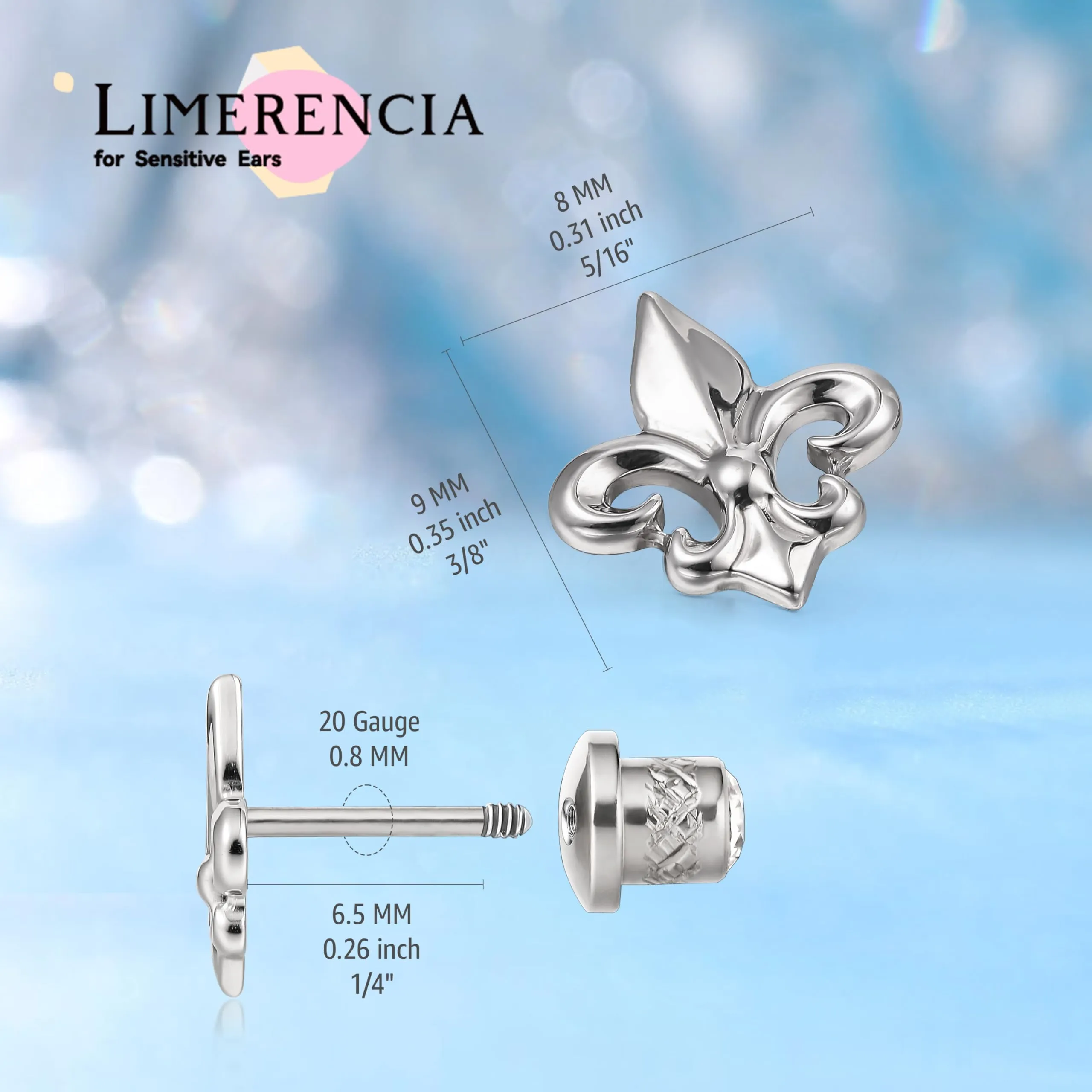 Limerencia Titanio Medico Orecchini con Tappo a Vite, Stud per Orecchie Sensibili, Senza Nichel per Donne e Ragazze - immagine 2
