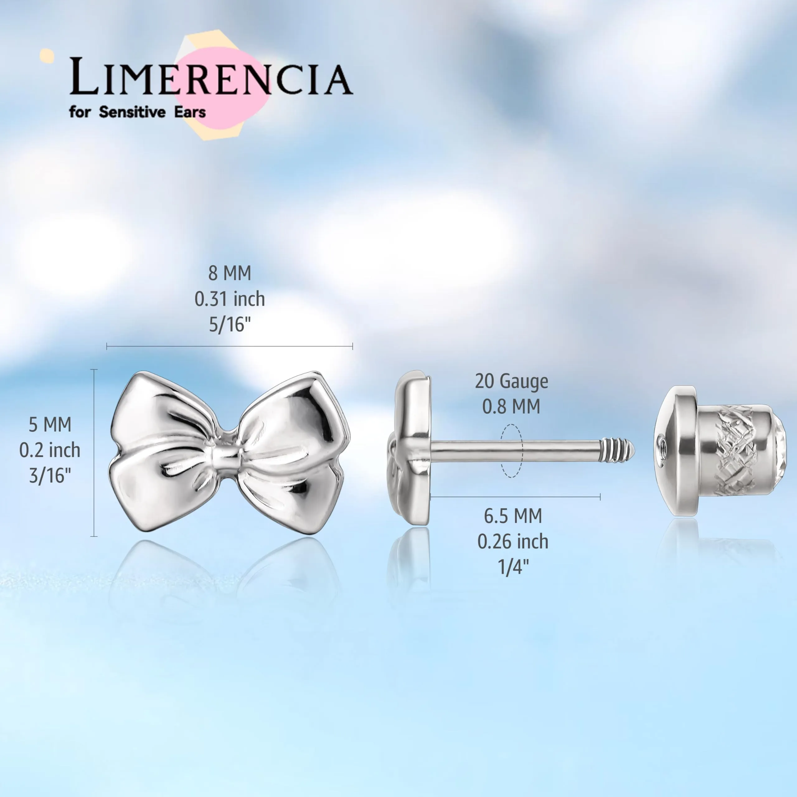 Limerencia Orecchini in Titanio Medico con Tappo a Vite, orecchino G23 Anallergici Stud per Orecchie Sensibili - immagine 2