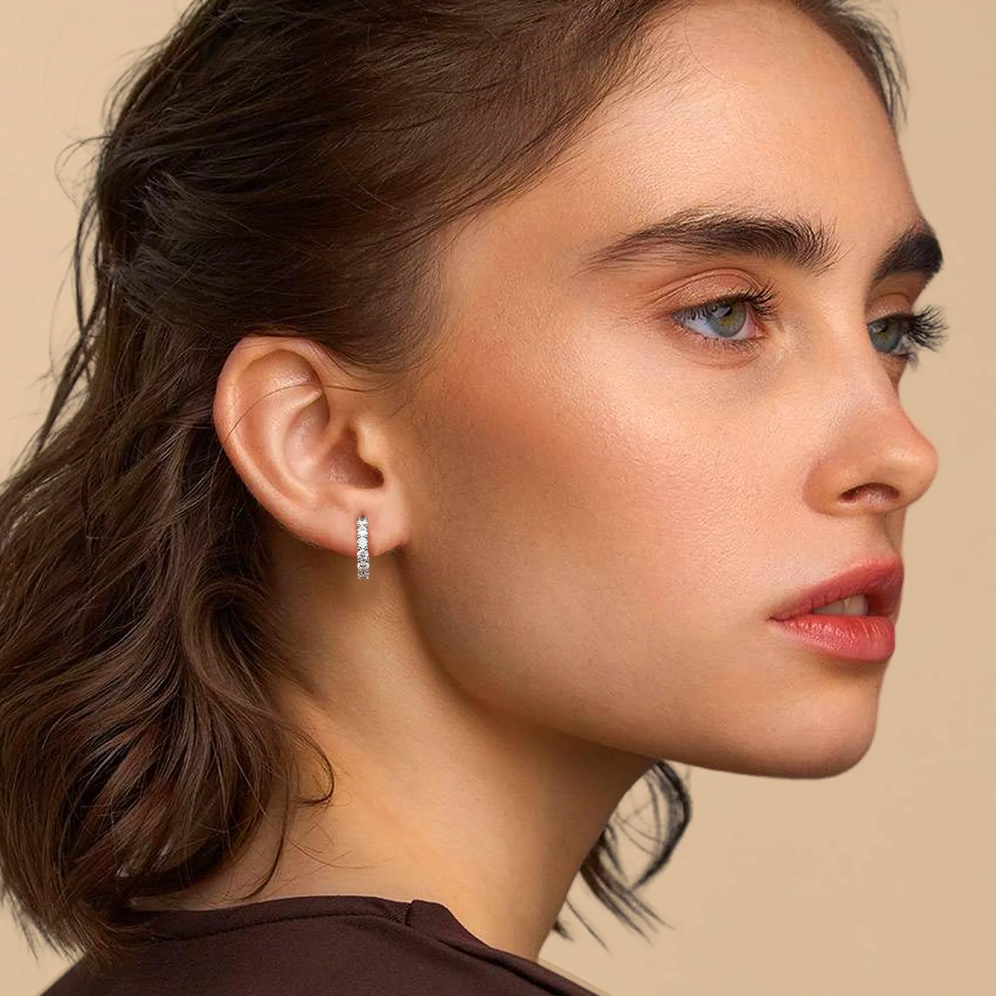 Dochais Orecchini Donna Cerchio Argento Color Donna Orecchini a Perno in Argento 925 Cerchio Piccoli Ipoallergenici Orecchino Placcato Oro 14K Leggeri Hoop Earrings Gioielli Regali - immagine 5