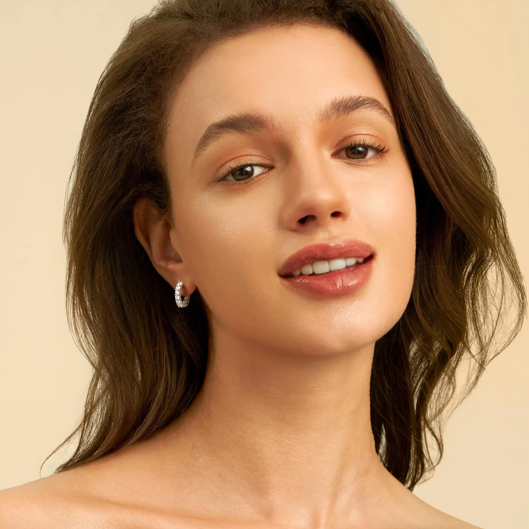 Dochais Orecchini Donna Cerchio Argento Color Donna Orecchini a Perno in Argento 925 Cerchio Piccoli Ipoallergenici Orecchino Placcato Oro 14K Leggeri Hoop Earrings Gioielli Regali - immagine 6