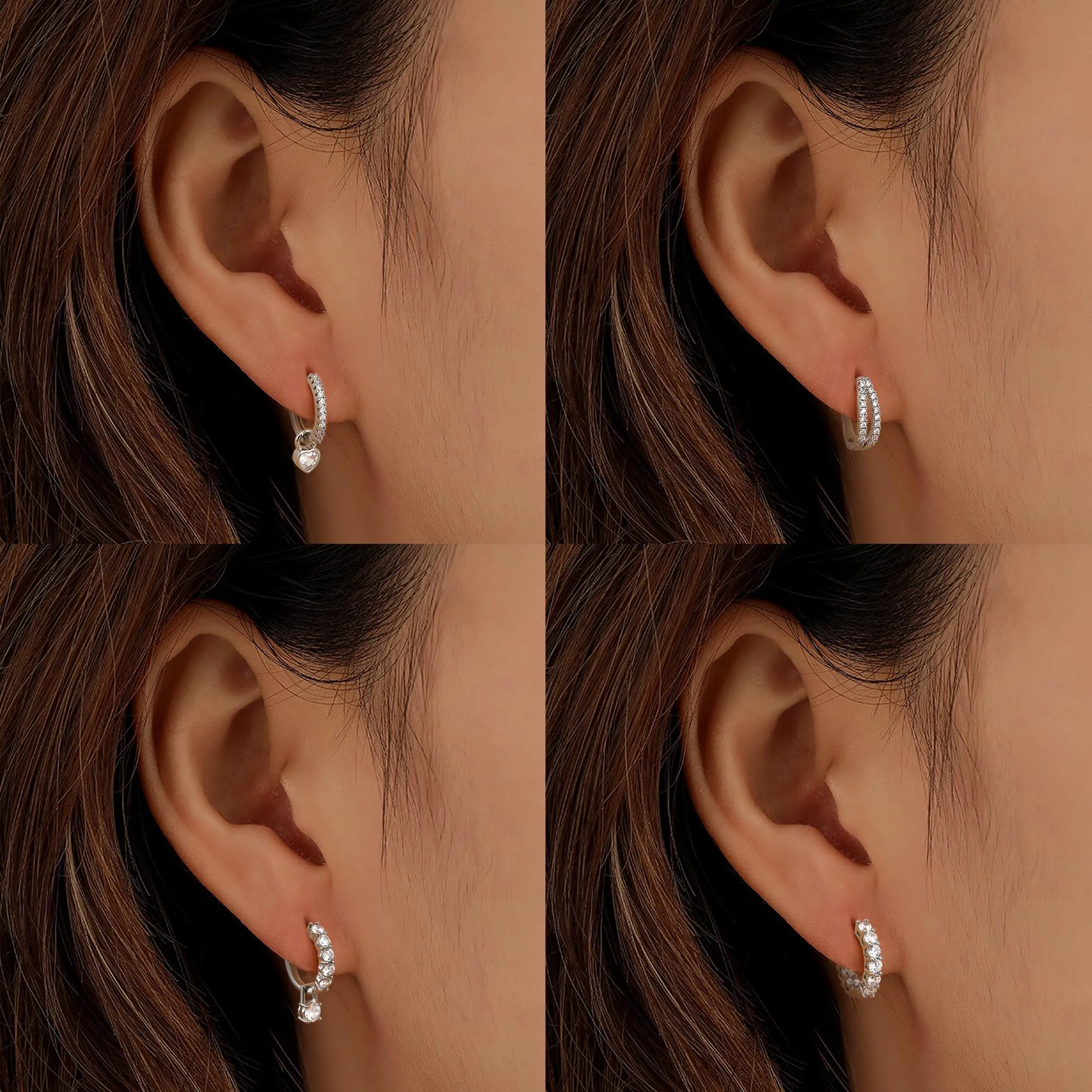 Dochais Orecchini Donna Cerchio Argento Color Donna Orecchini a Perno in Argento 925 Cerchio Piccoli Ipoallergenici Orecchino Placcato Oro 14K Leggeri Hoop Earrings Gioielli Regali - immagine 7